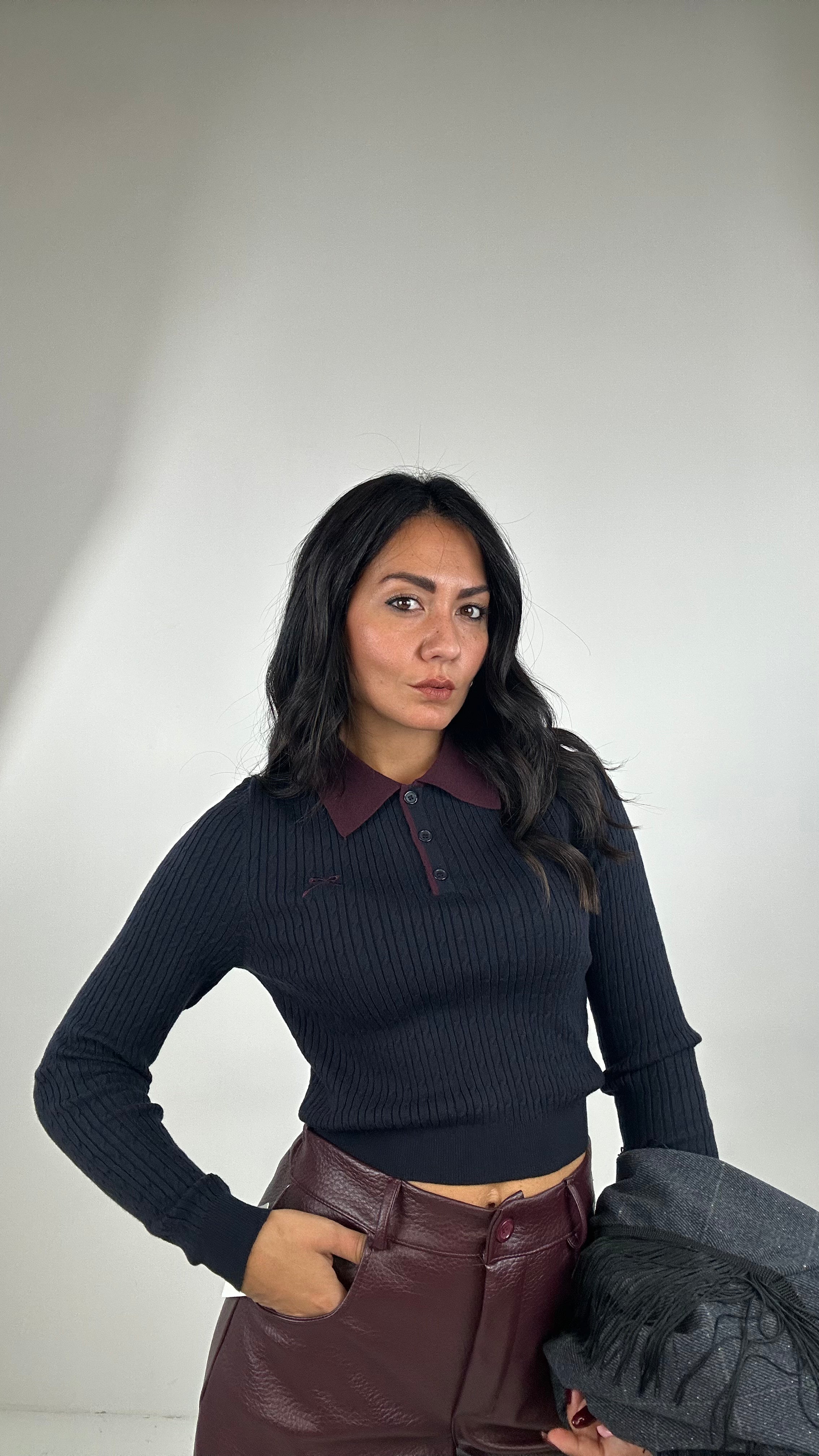Polo CROP FIOCCHETTO - BLU