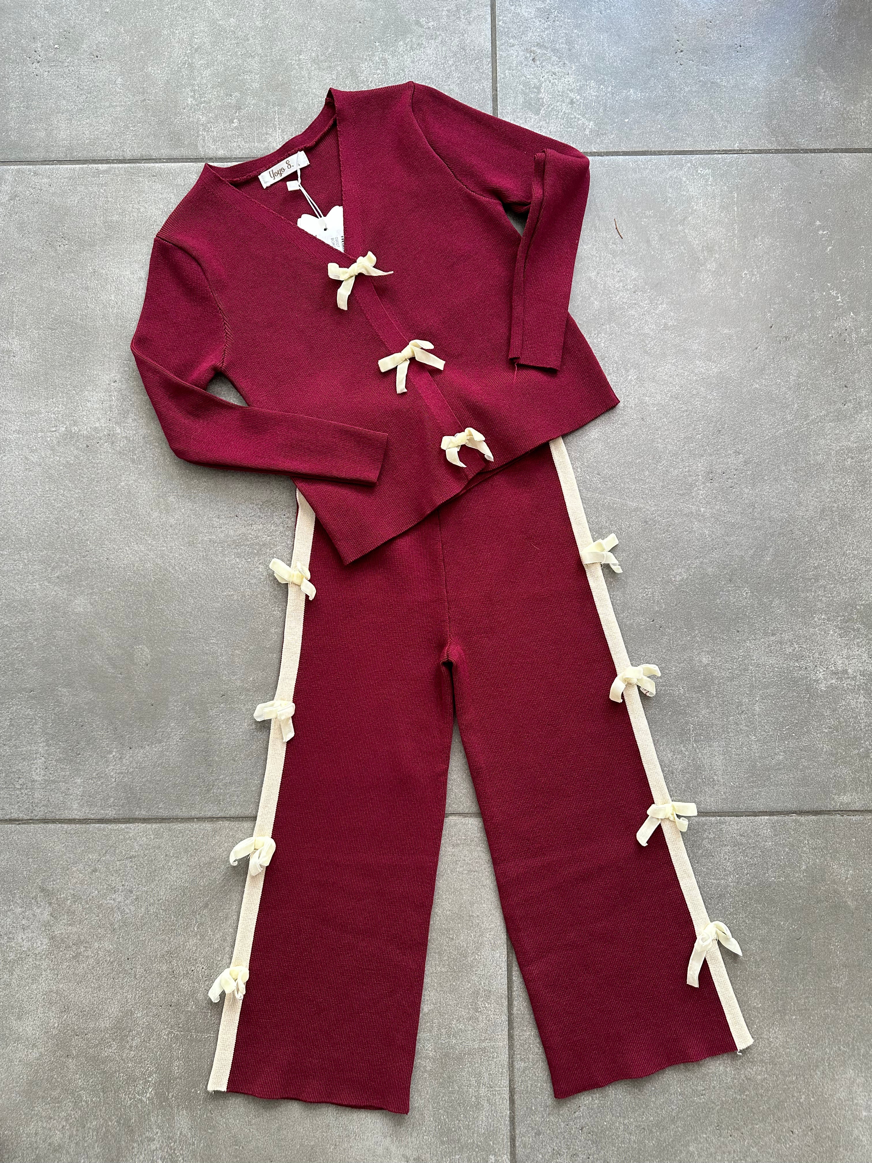 Coordinato IN MAGLIA FIOCCHETTI 4-14A - BORDEAUX