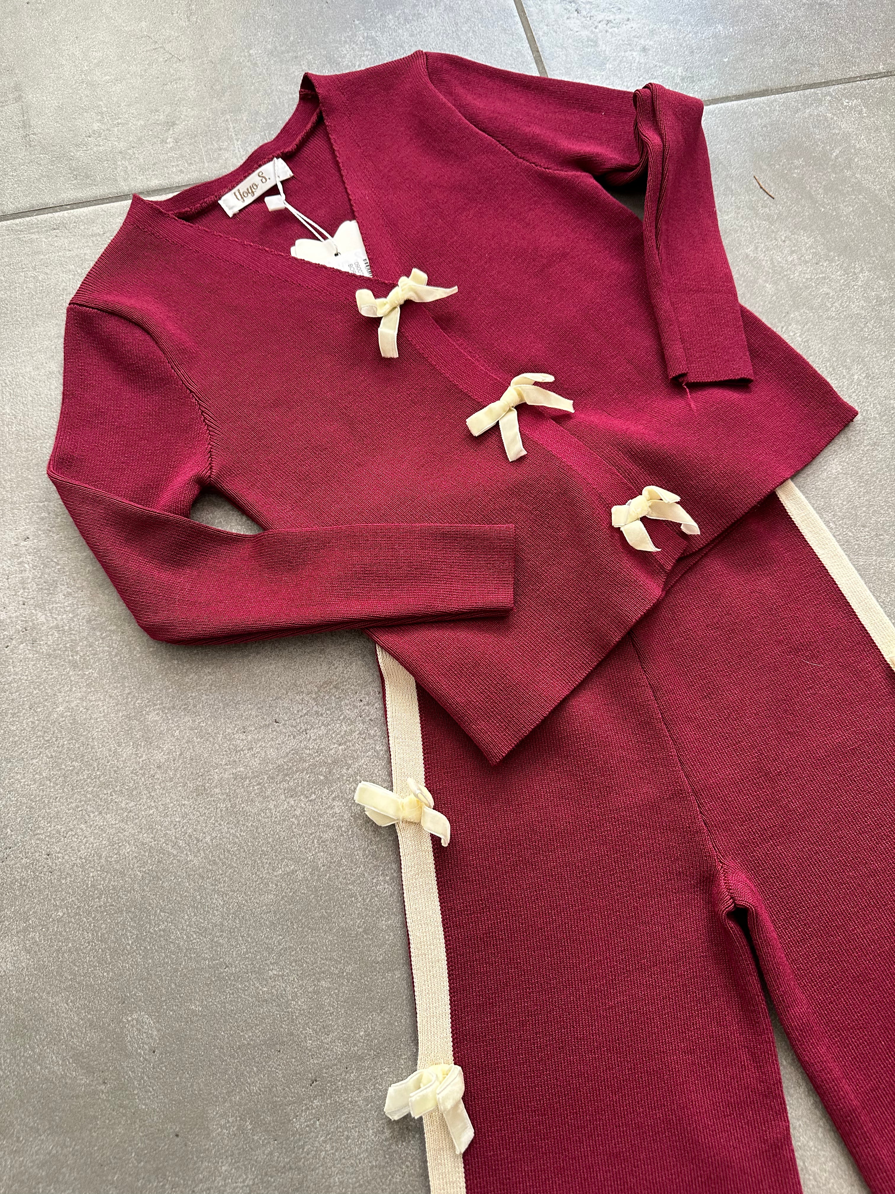 Coordinato IN MAGLIA FIOCCHETTI 4-14A - BORDEAUX