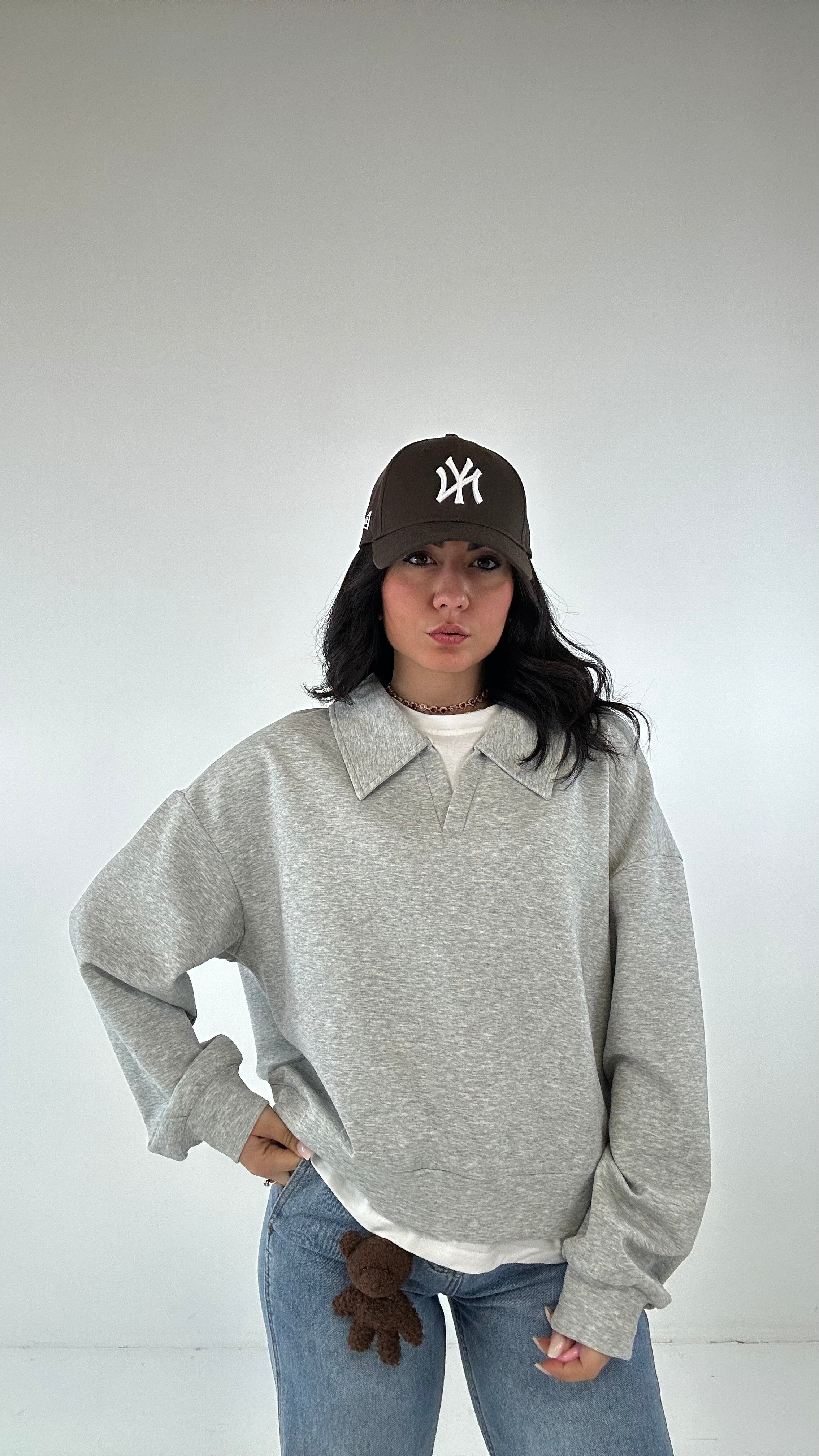 Felpa POLO CON TSHIRT - GRIGIO