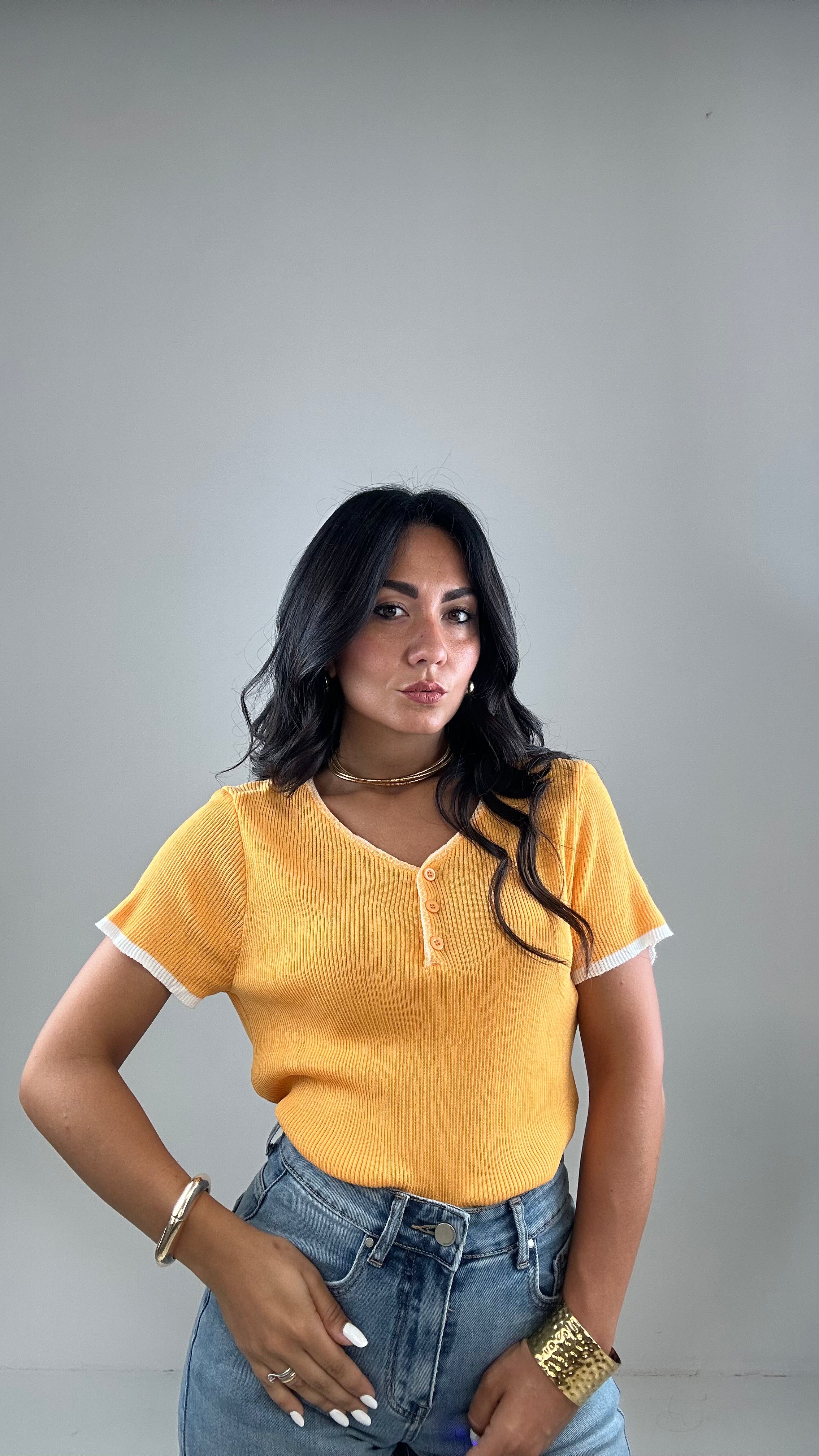 Maglia BOTTONCINI E BORDINO - ARANCIO