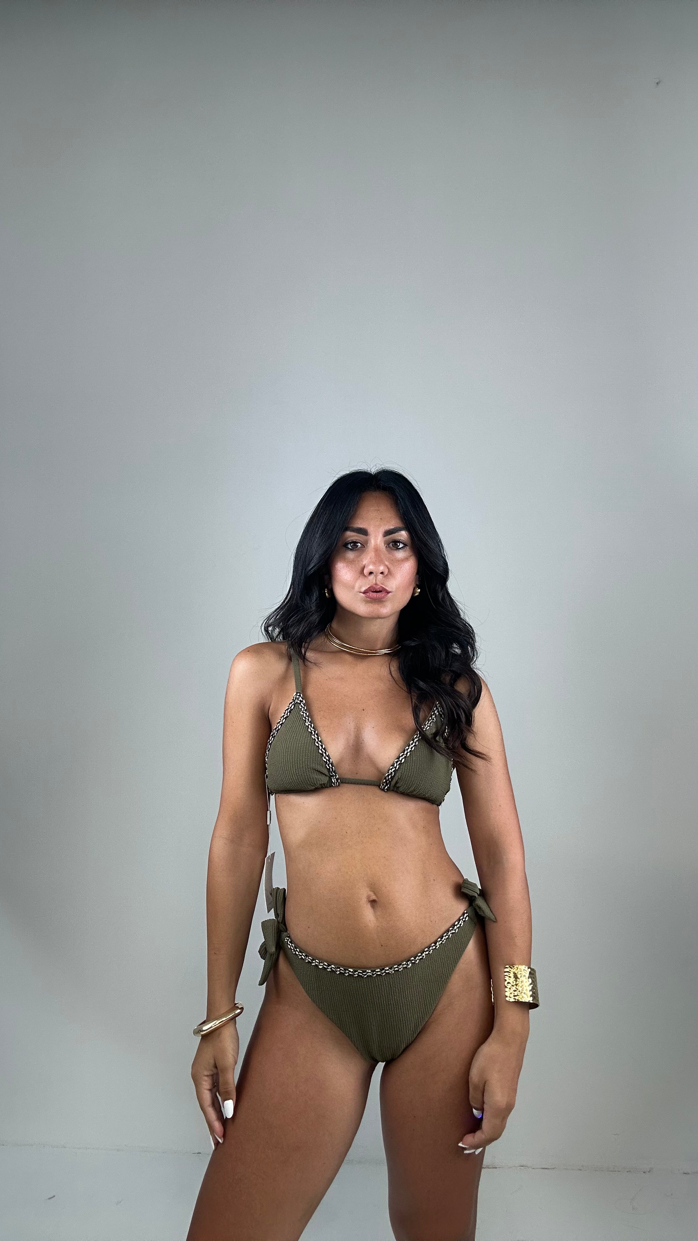 Bikini BORDO INTRECCIATO - VERDE MILITARE