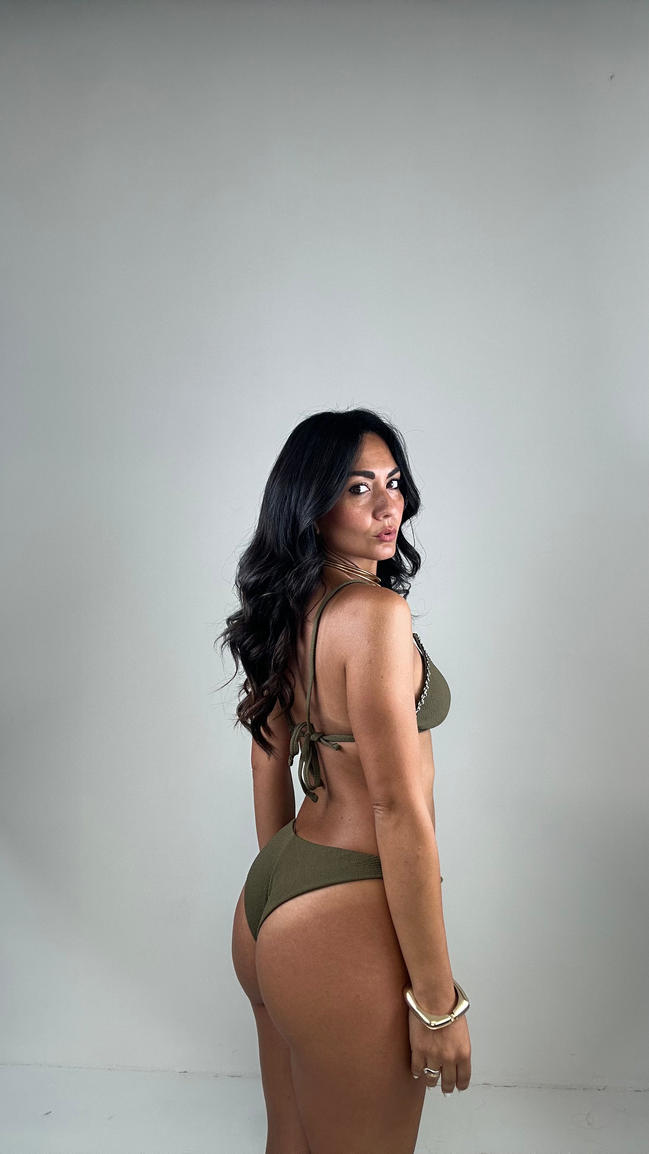 Bikini BORDO INTRECCIATO - VERDE MILITARE