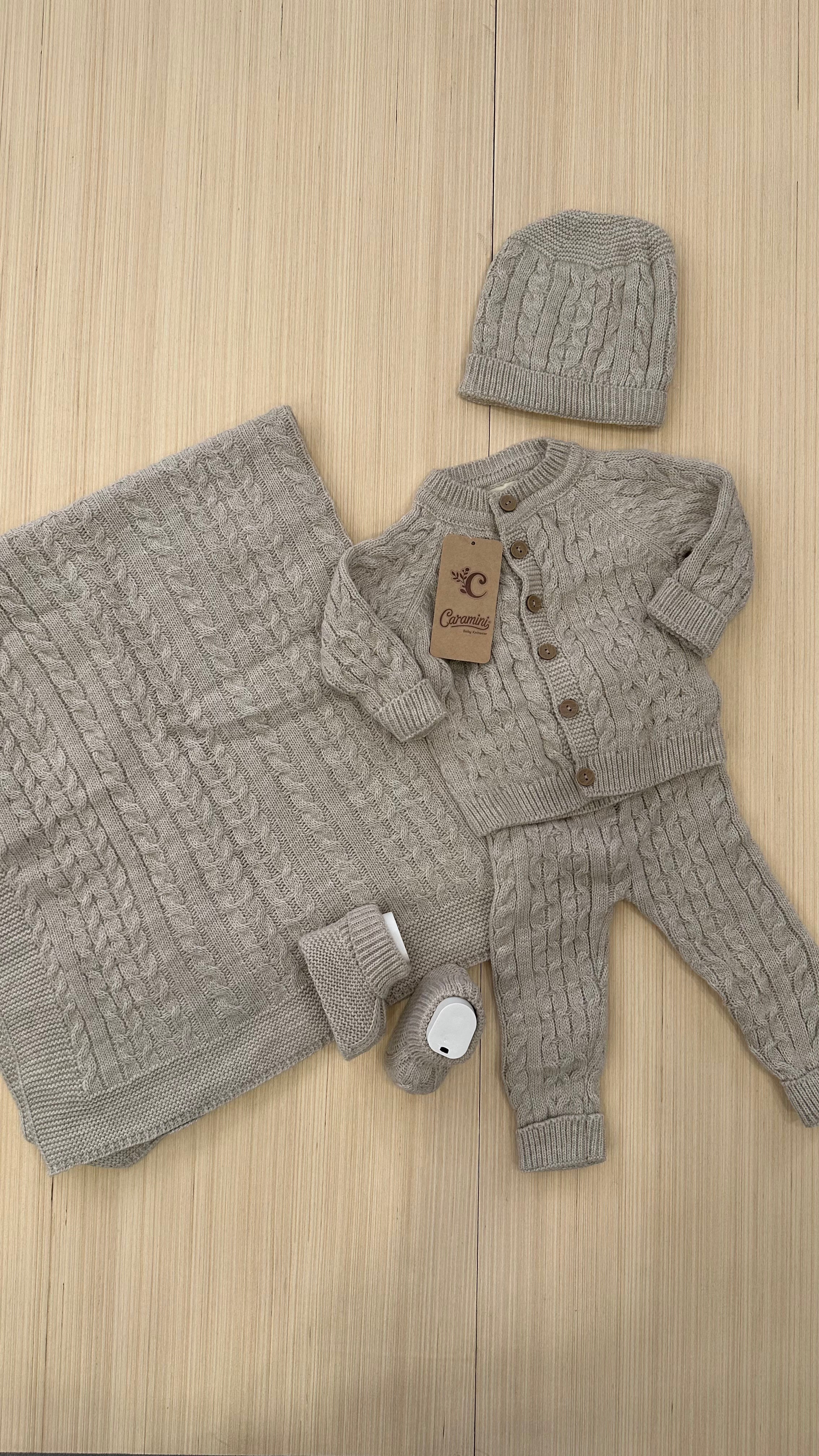 Set NASCITA 5pz CARAMINI 0-3M - BEIGE