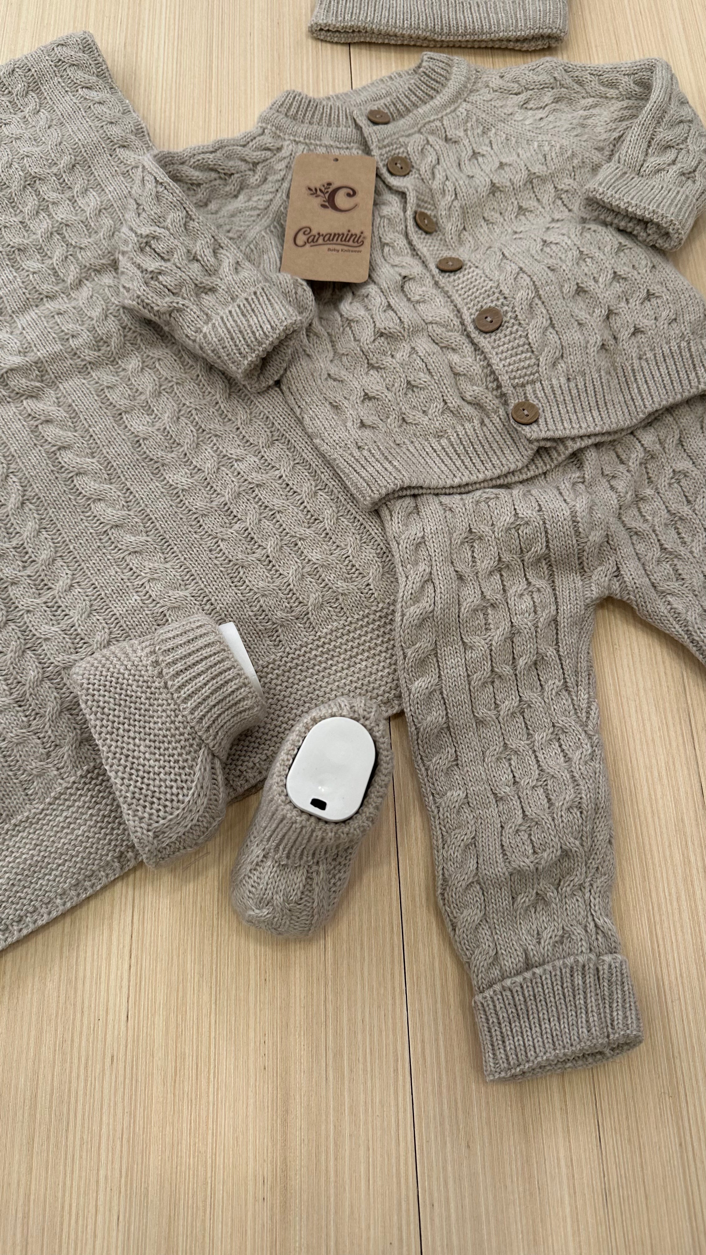 Set NASCITA 5pz CARAMINI 0-3M - BEIGE