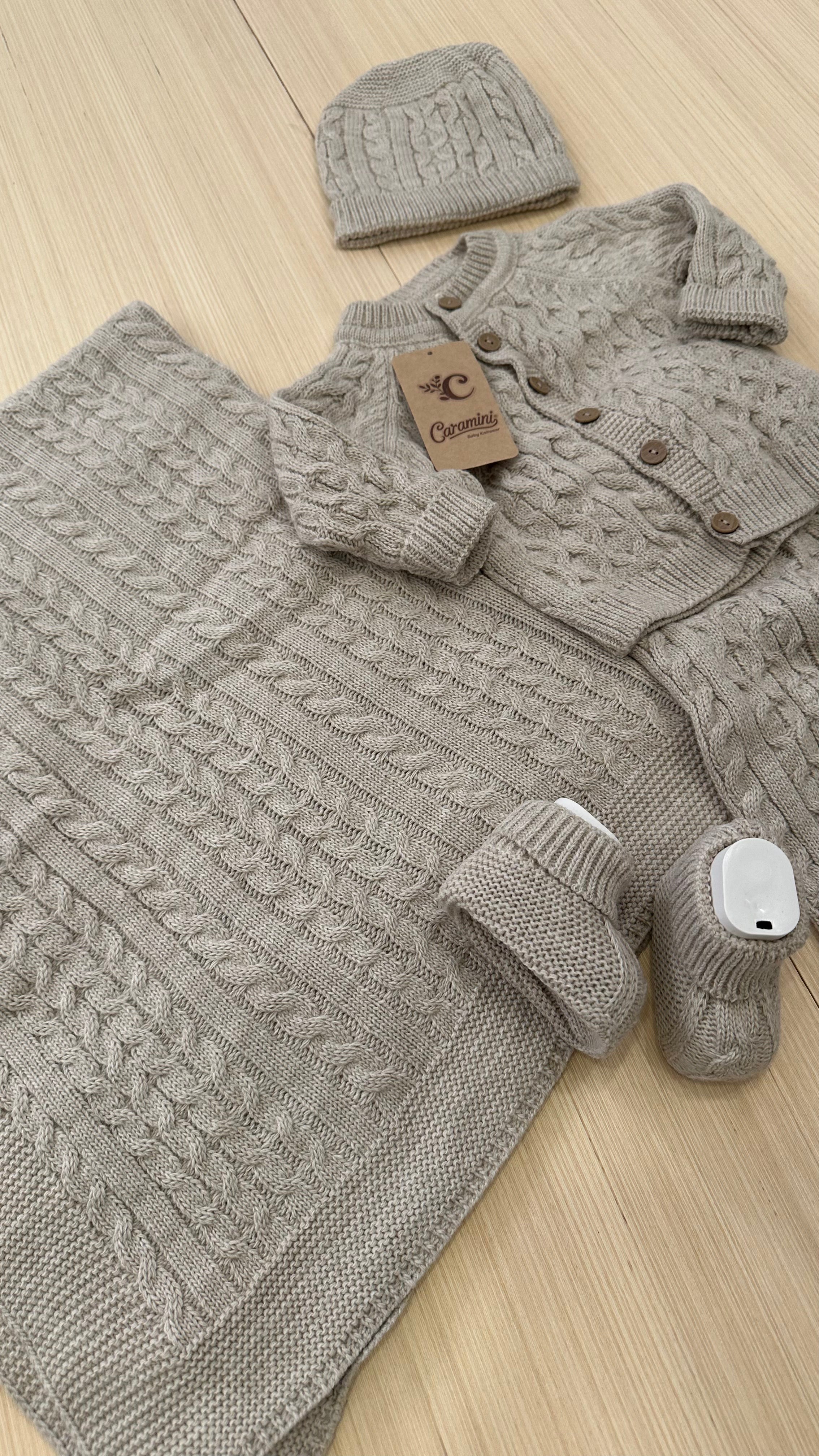 Set NASCITA 5pz CARAMINI 0-3M - BEIGE