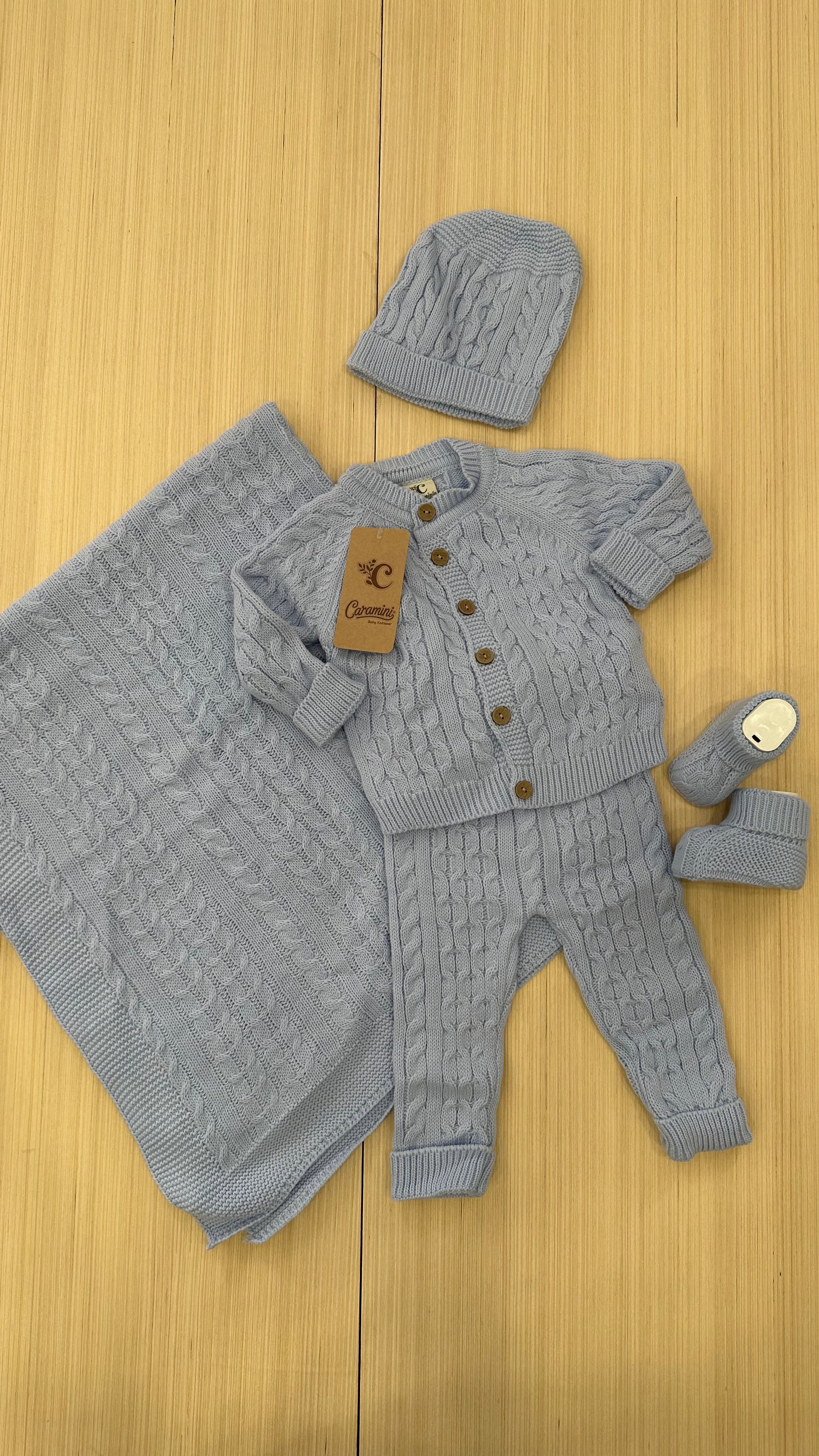 Set NASCITA 5pz CARAMINI 0-3M - AZZURRO