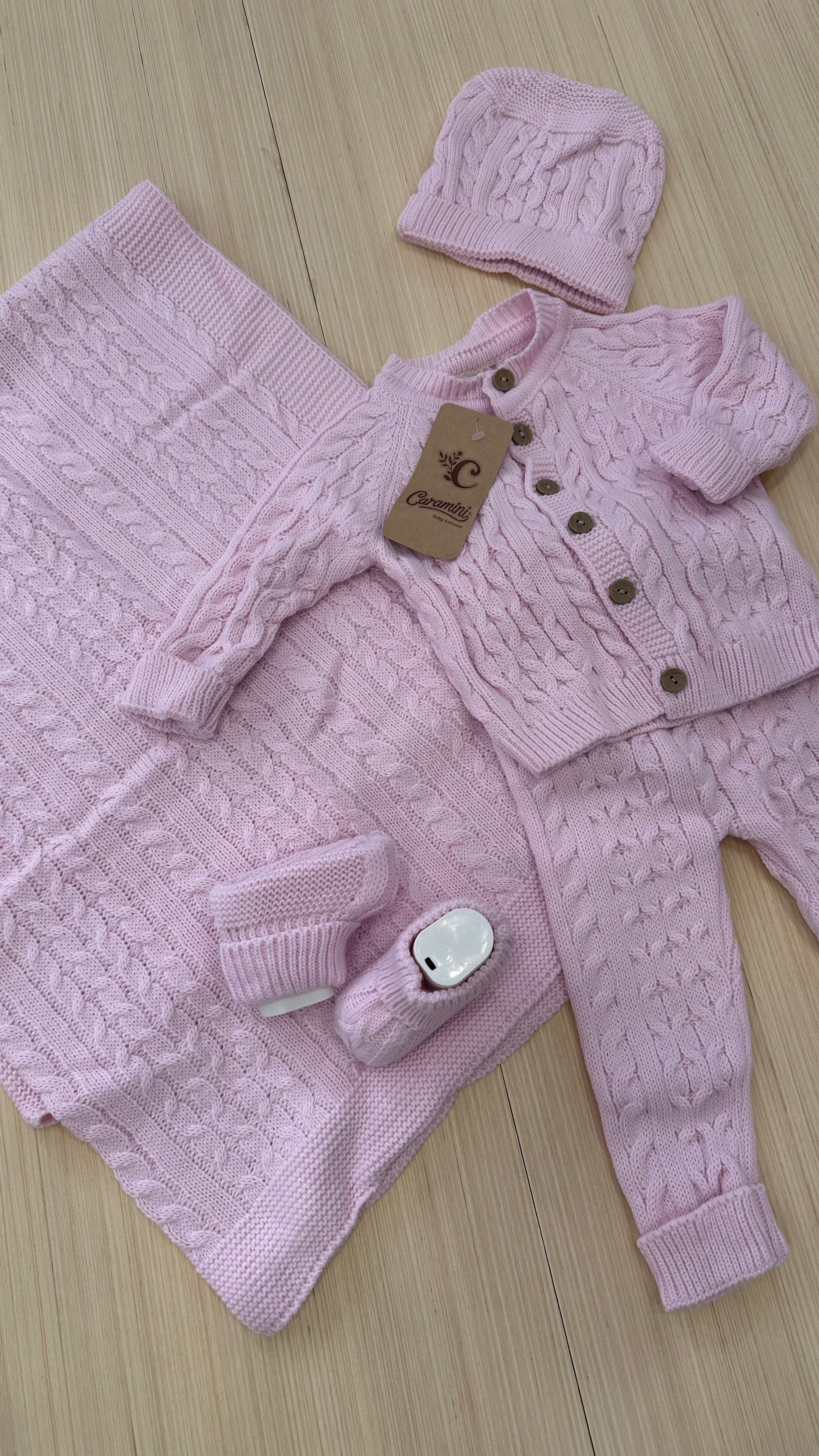 Set NASCITA 5pz CARAMINI 0-3M - ROSA
