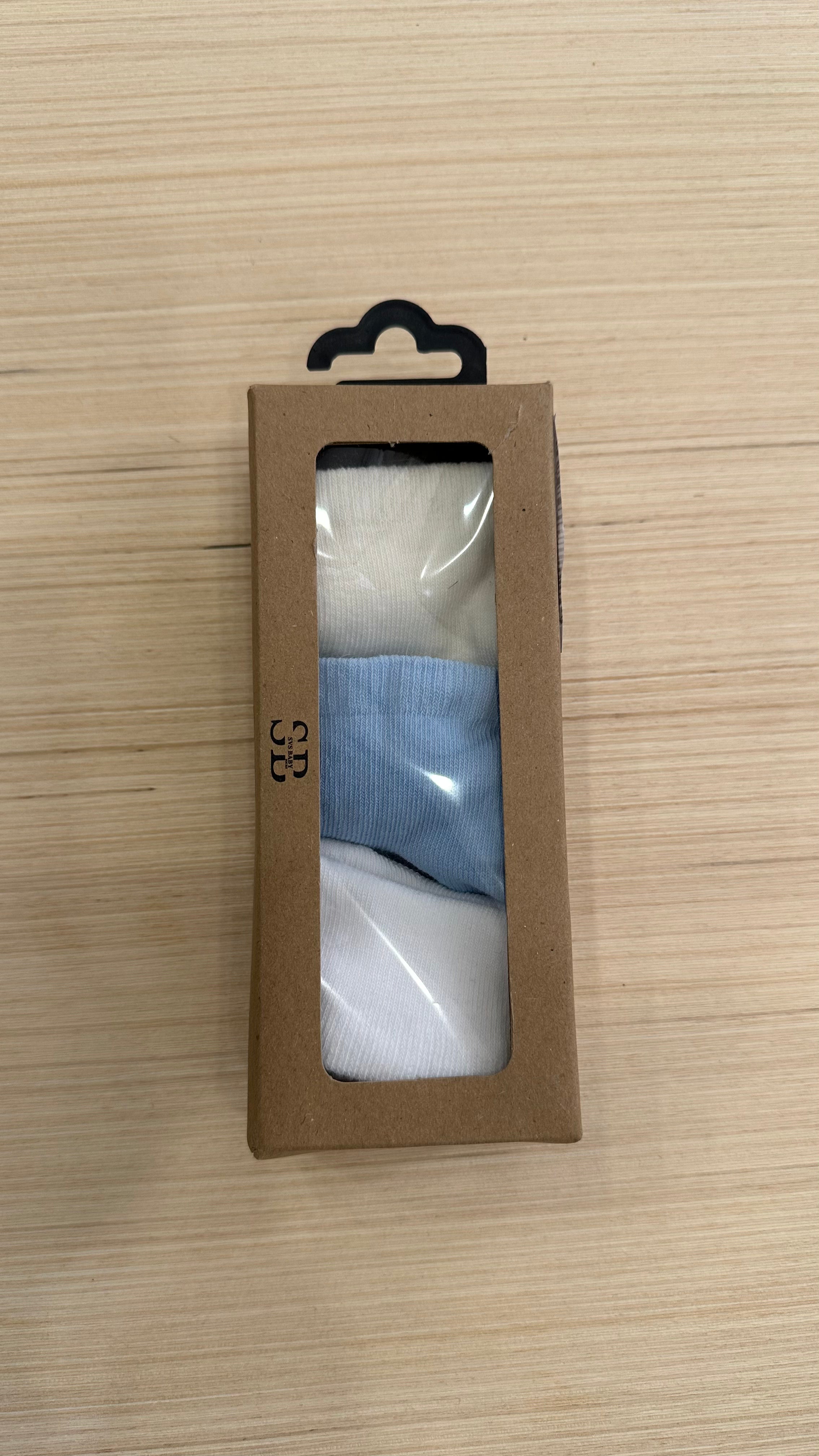 Scatolina set 6 PAIA CALZINI NEONATO 0-6M - CELESTE-BIANCO