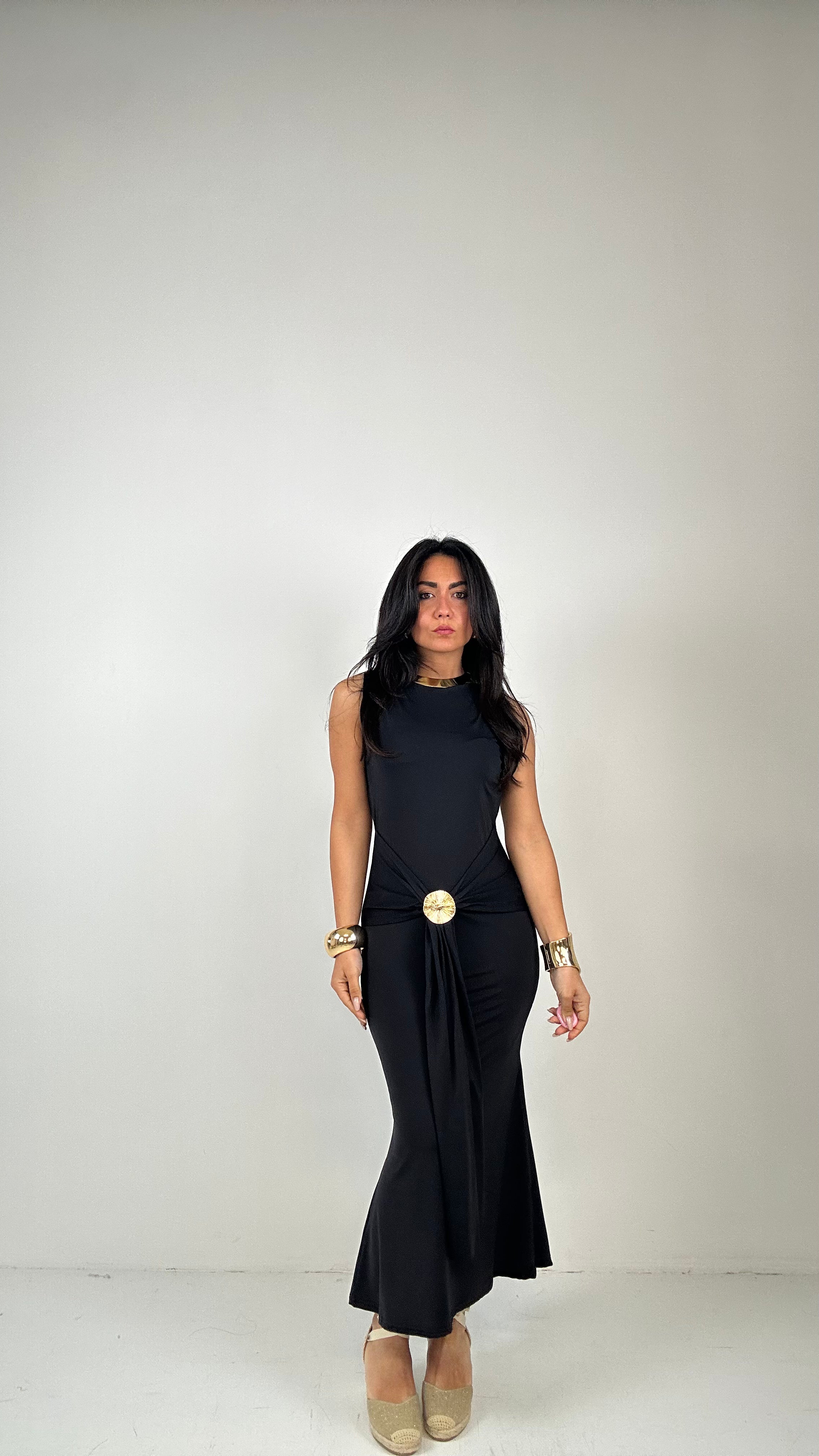 Vestito GANCIO ORO - NERO