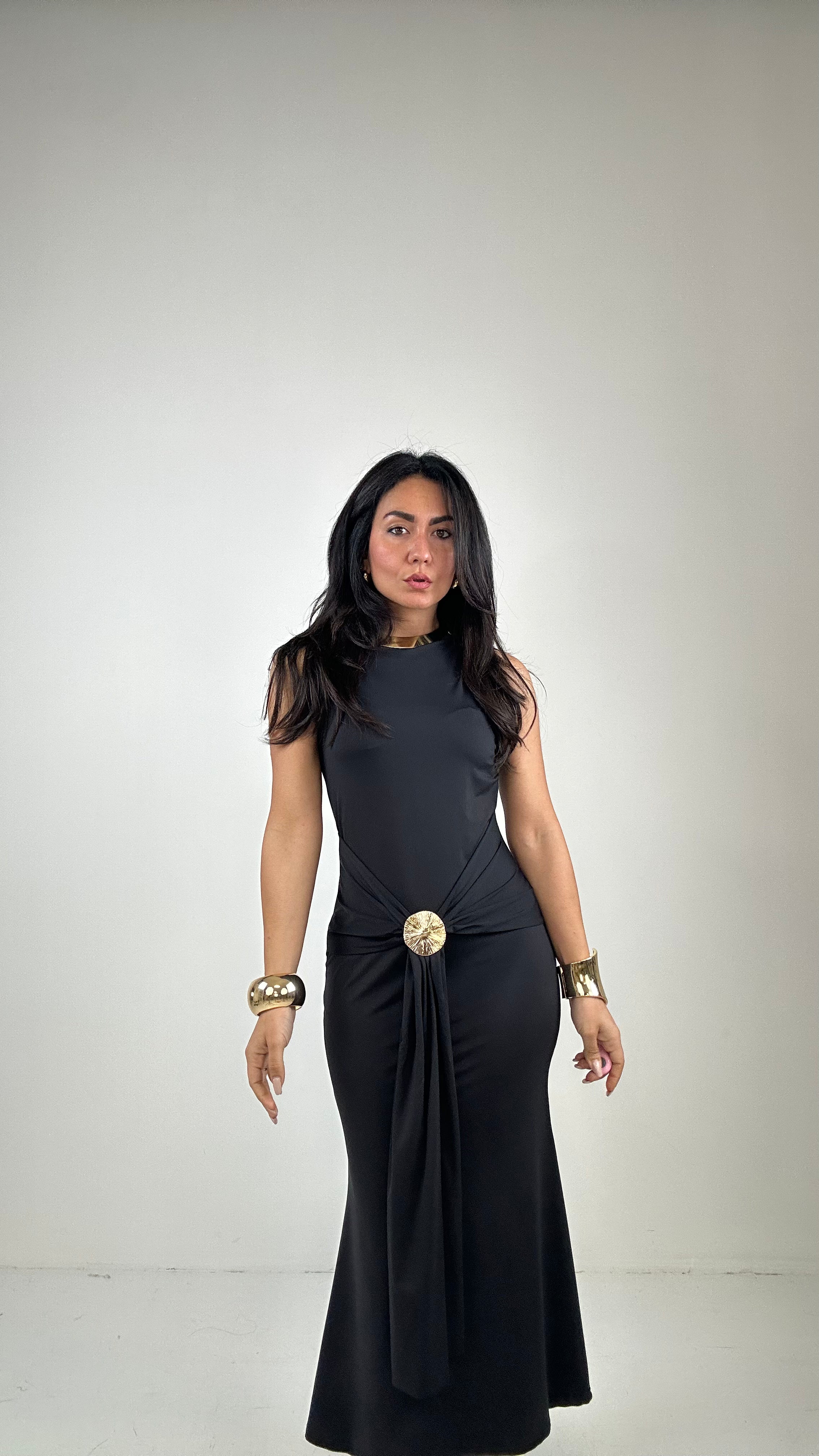 Vestito GANCIO ORO - NERO