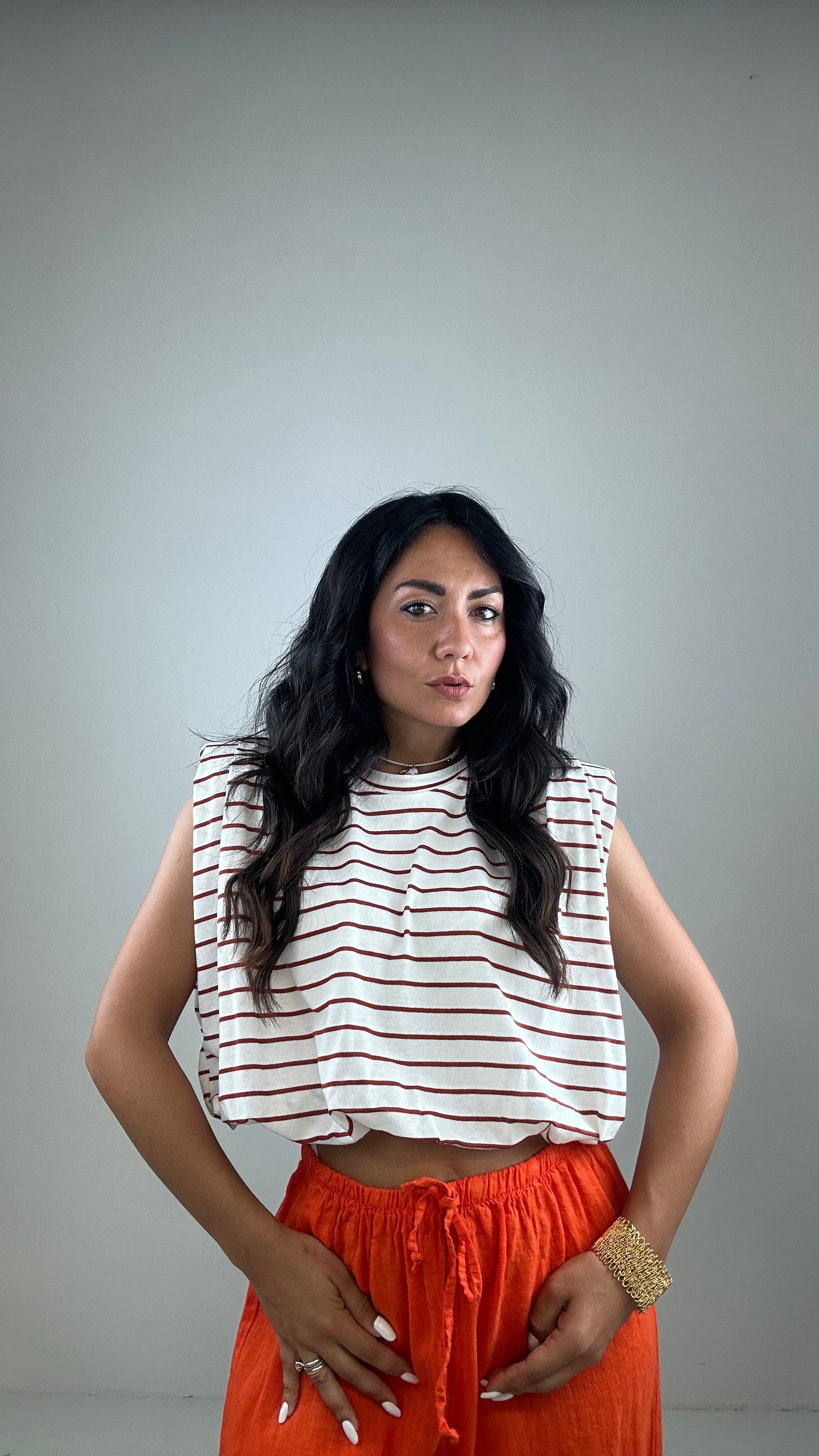 T-shirt CROP LUMINA RIGATA - COCCIO