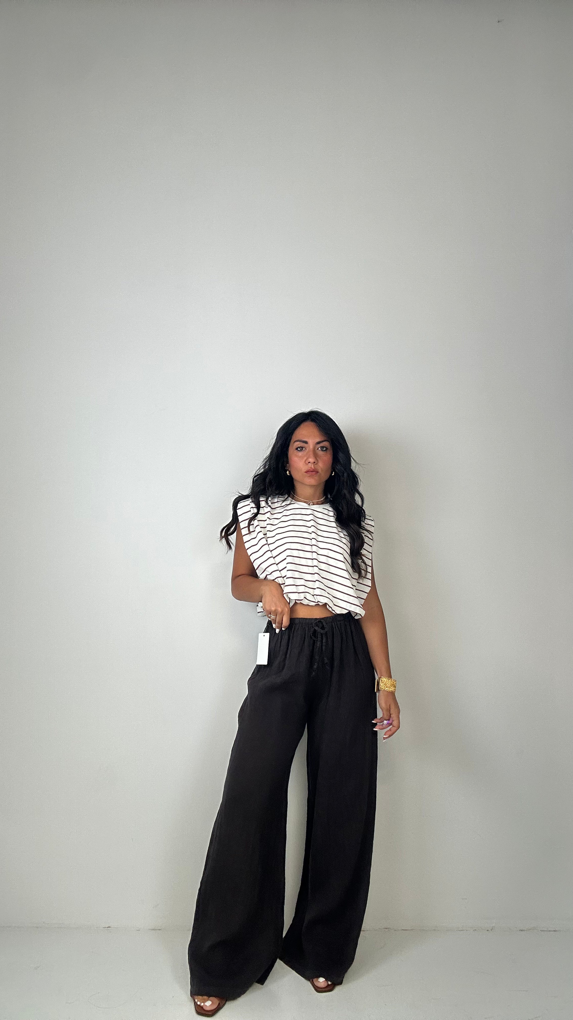 Pantalone 100% LINO - MARRONE