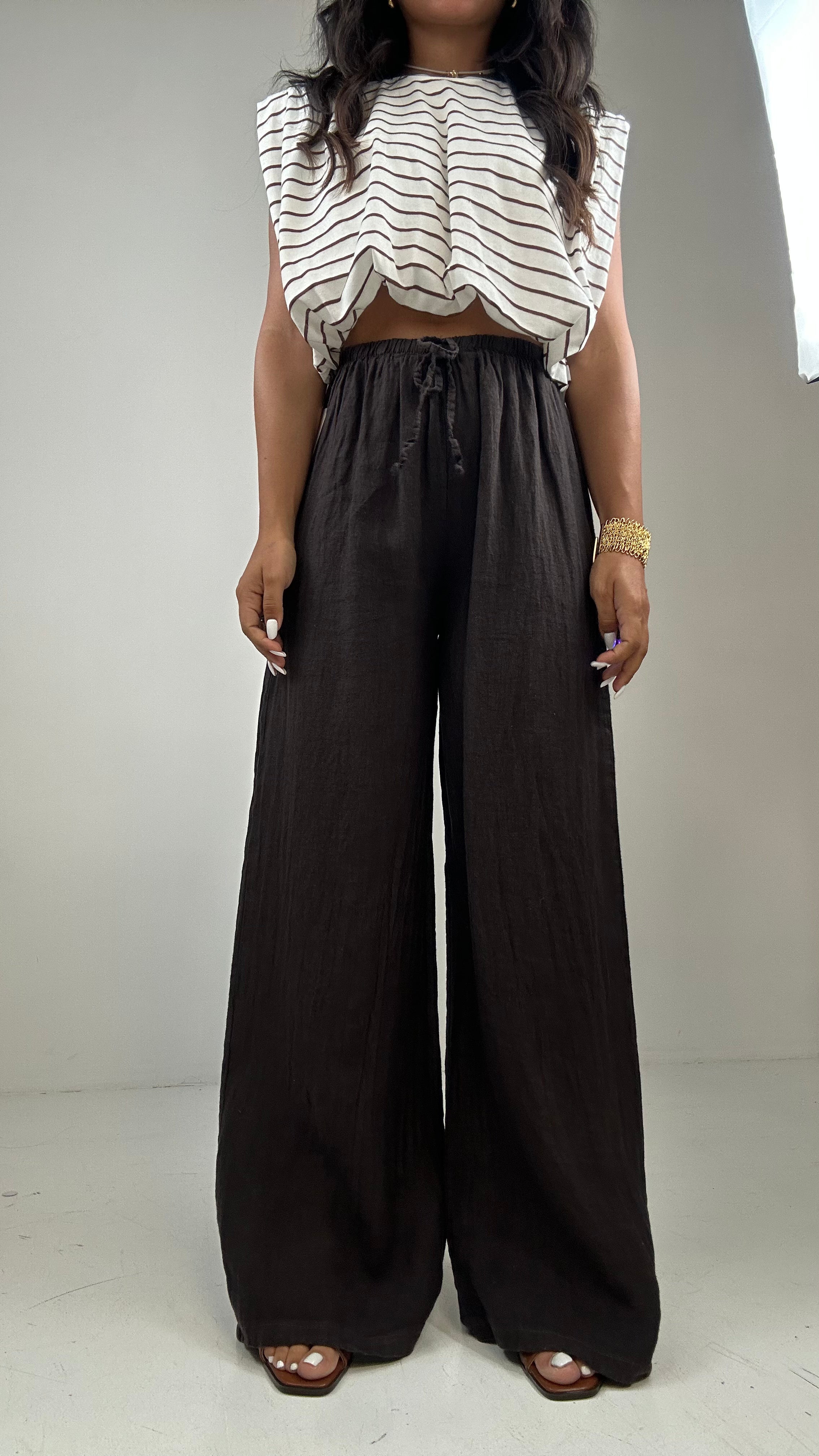 Pantalone 100% LINO - MARRONE