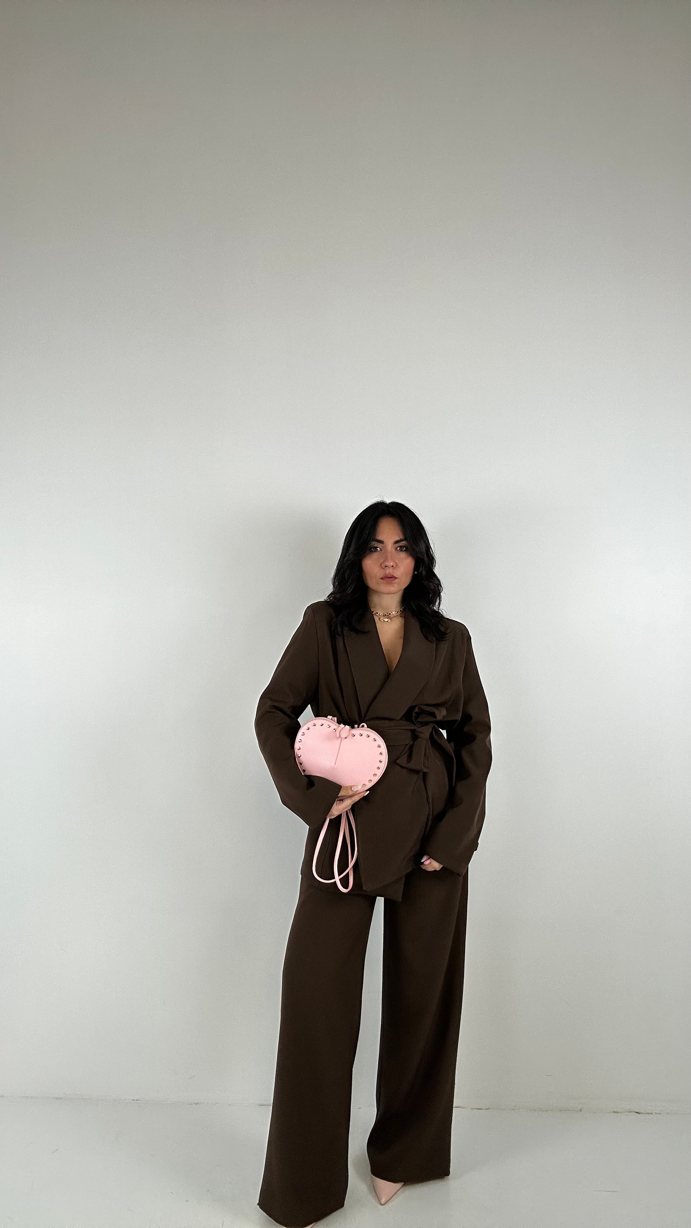 Tailleur CINTURA E SPALLINA - MARRONE