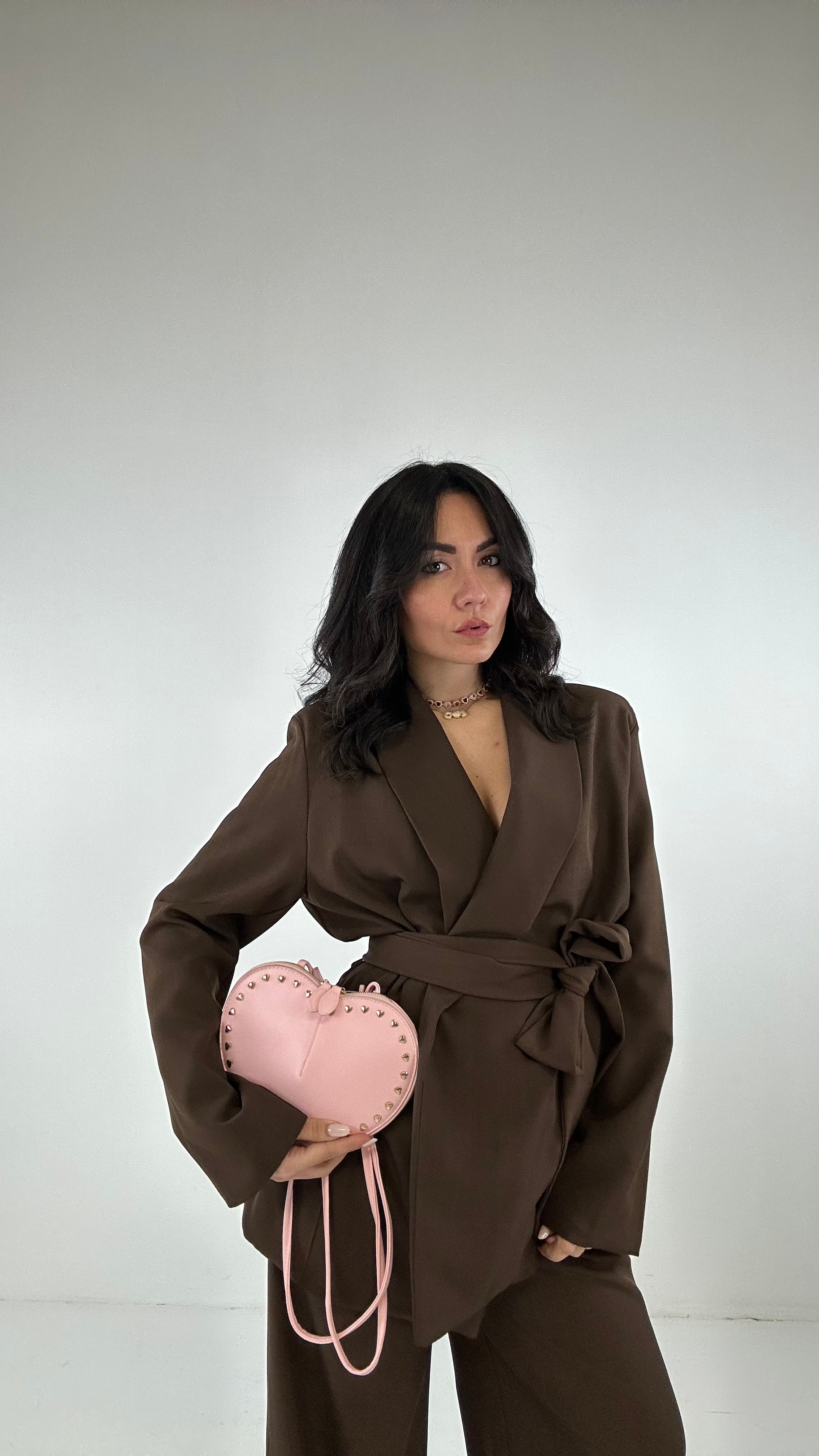 Tailleur CINTURA E SPALLINA - MARRONE