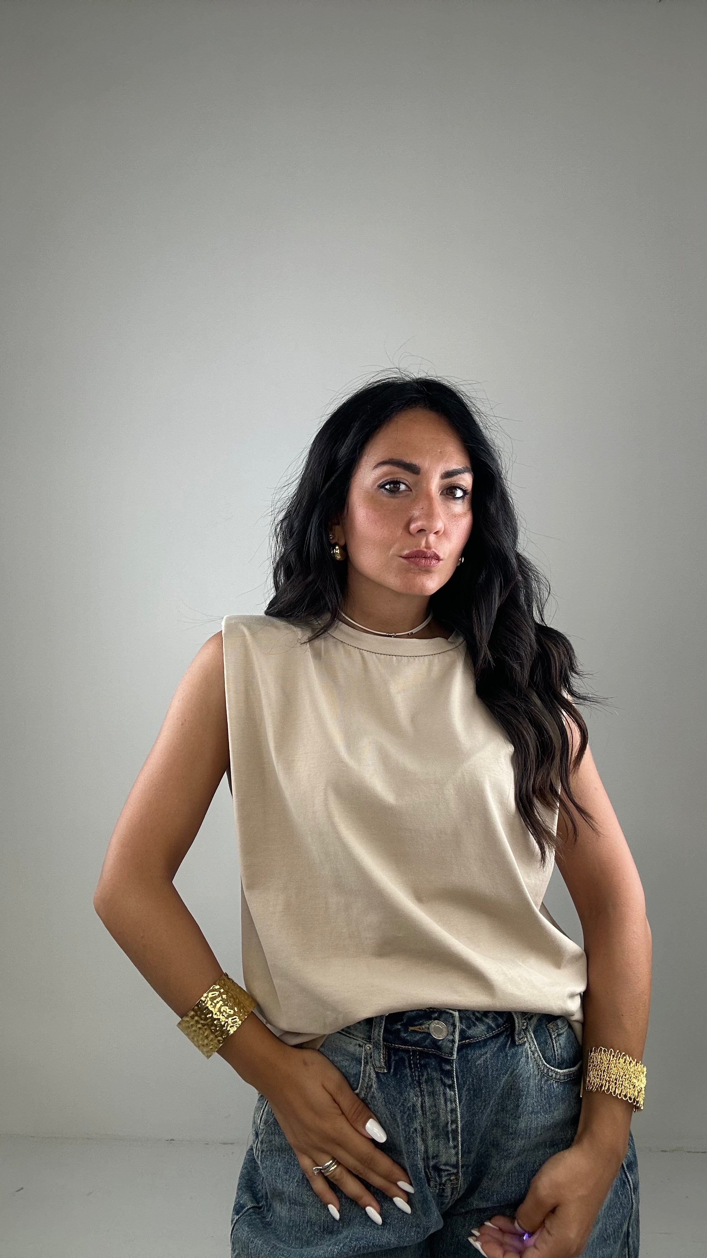 T-shirt GIRO SPALLINA - BEIGE