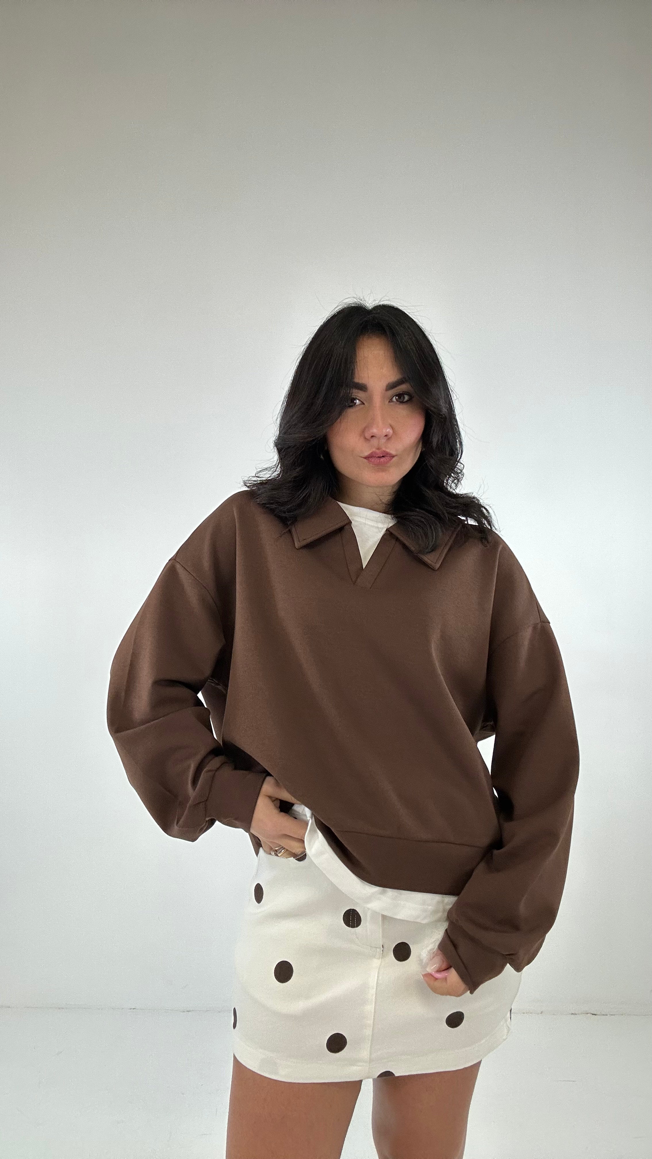 Felpa POLO CON TSHIRT - MARRONE