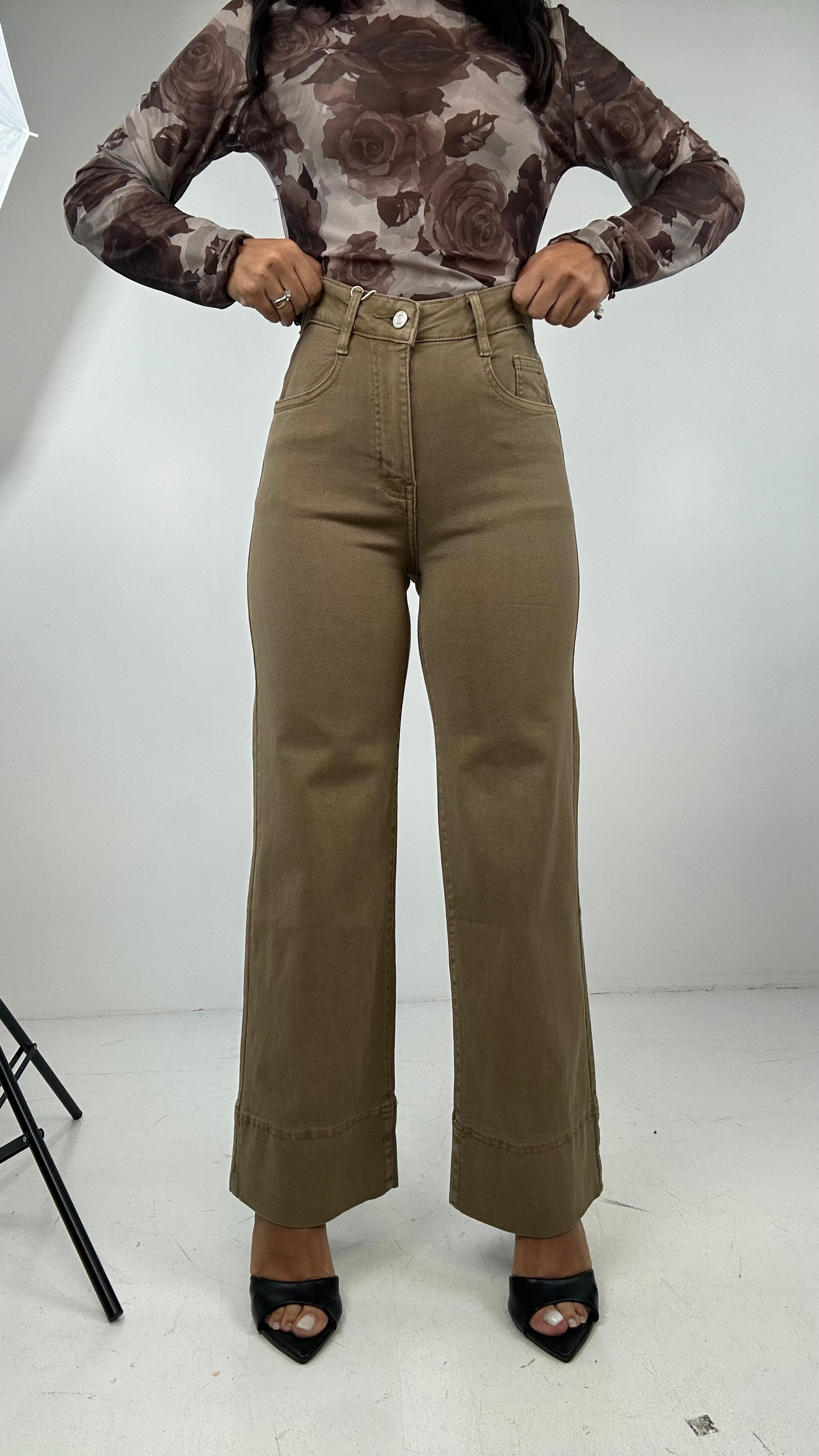 Jeans WIDE LEG TAUPE - BEIGE