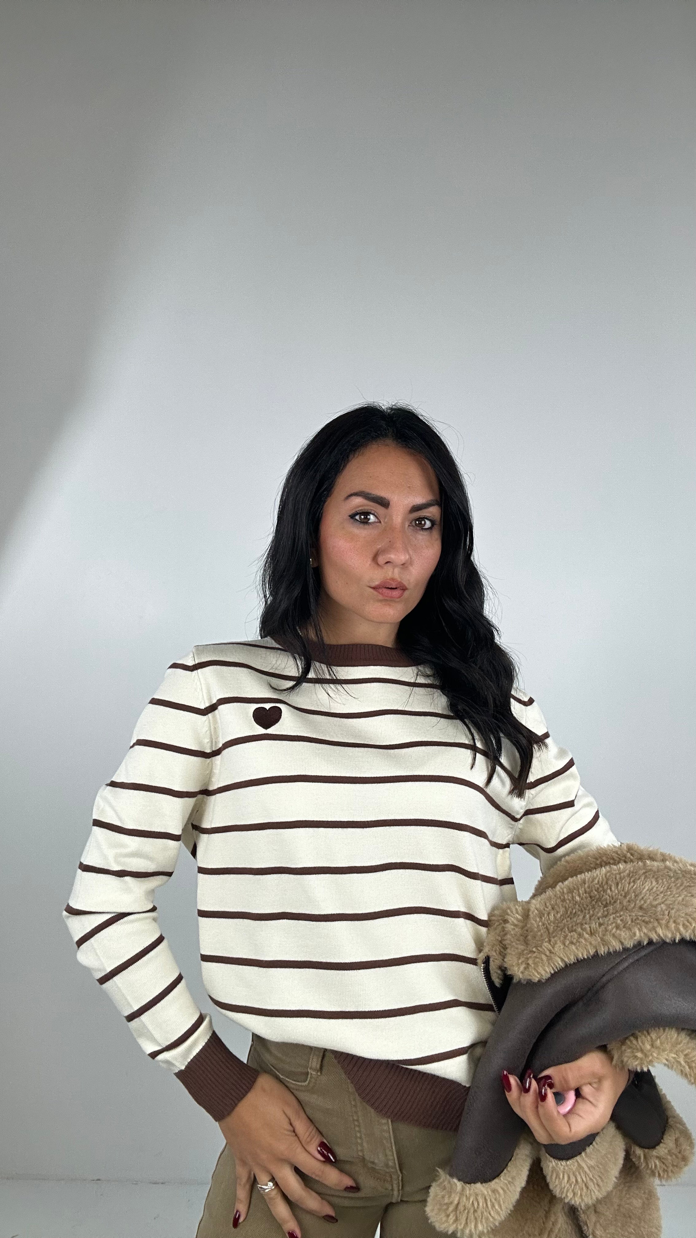 Pull RIGHE E CORE - MARRONE