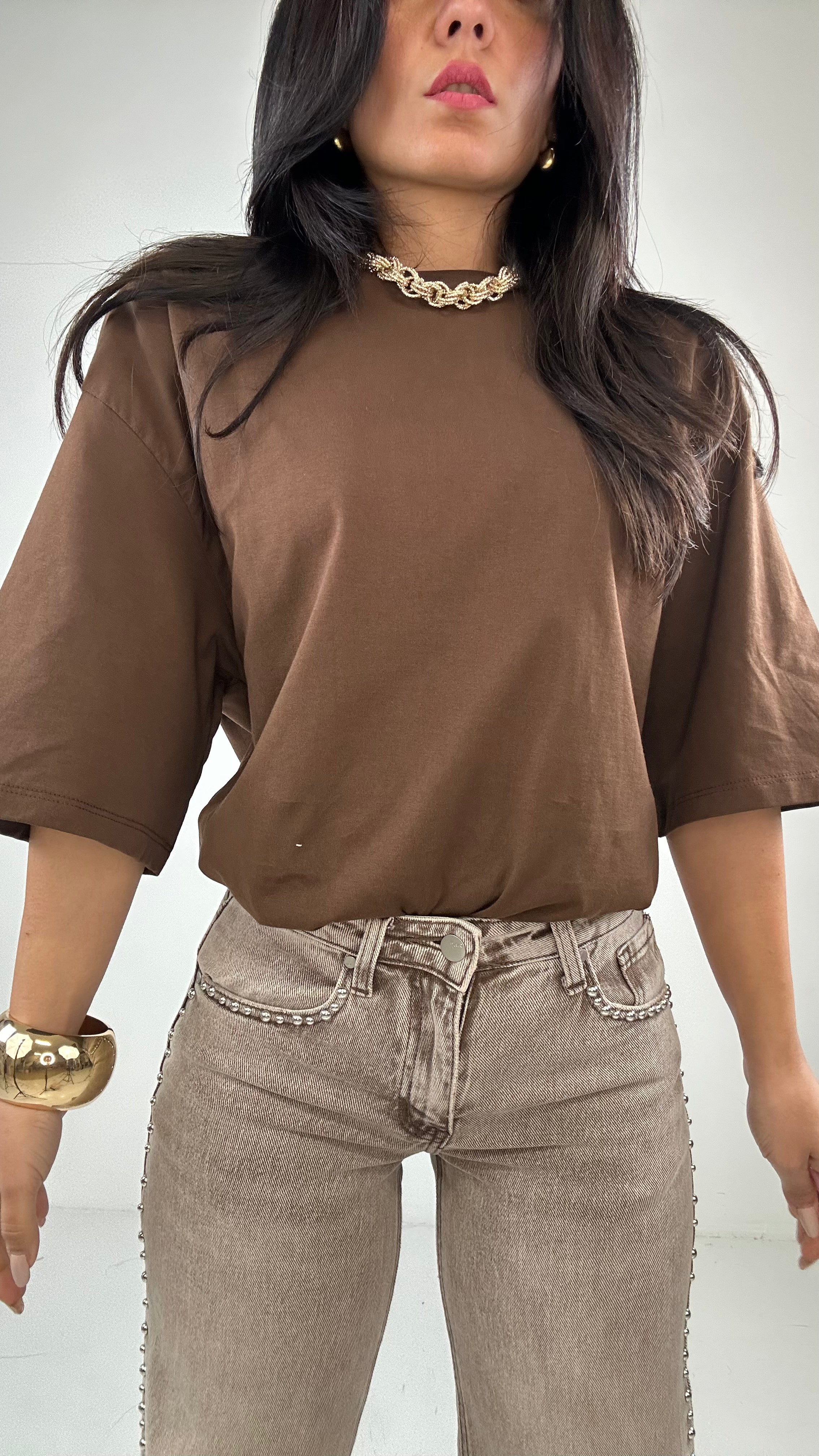 Jeans BORCHIE WIDE - MARRONE