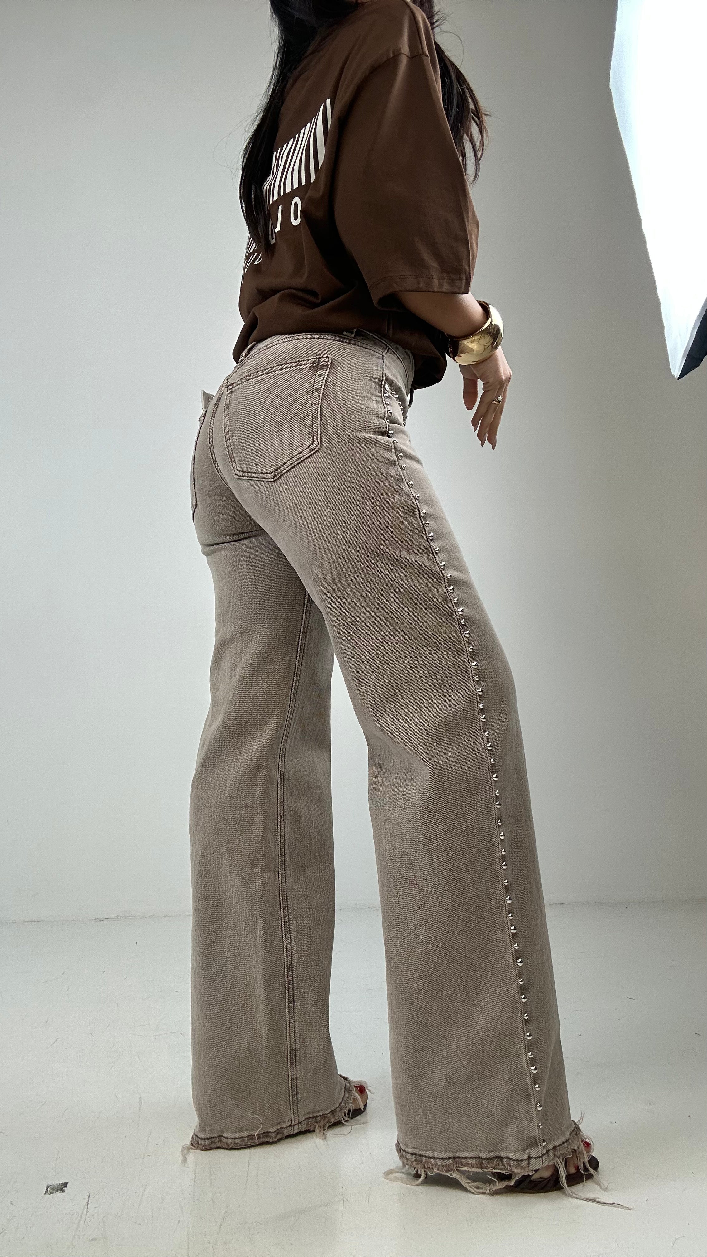 Jeans BORCHIE WIDE - MARRONE