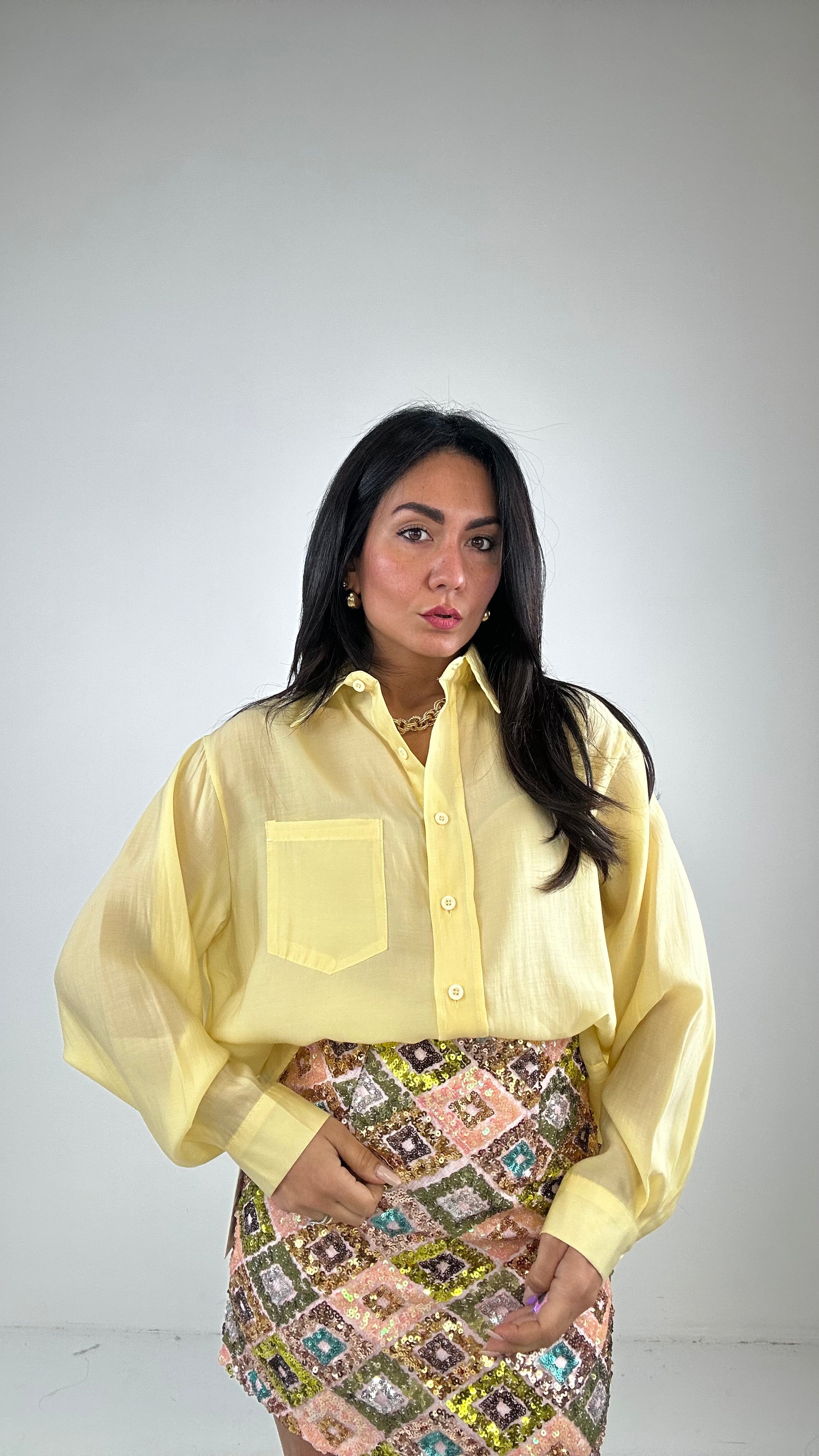 Camicia EFFETTO VELO - GIALLO