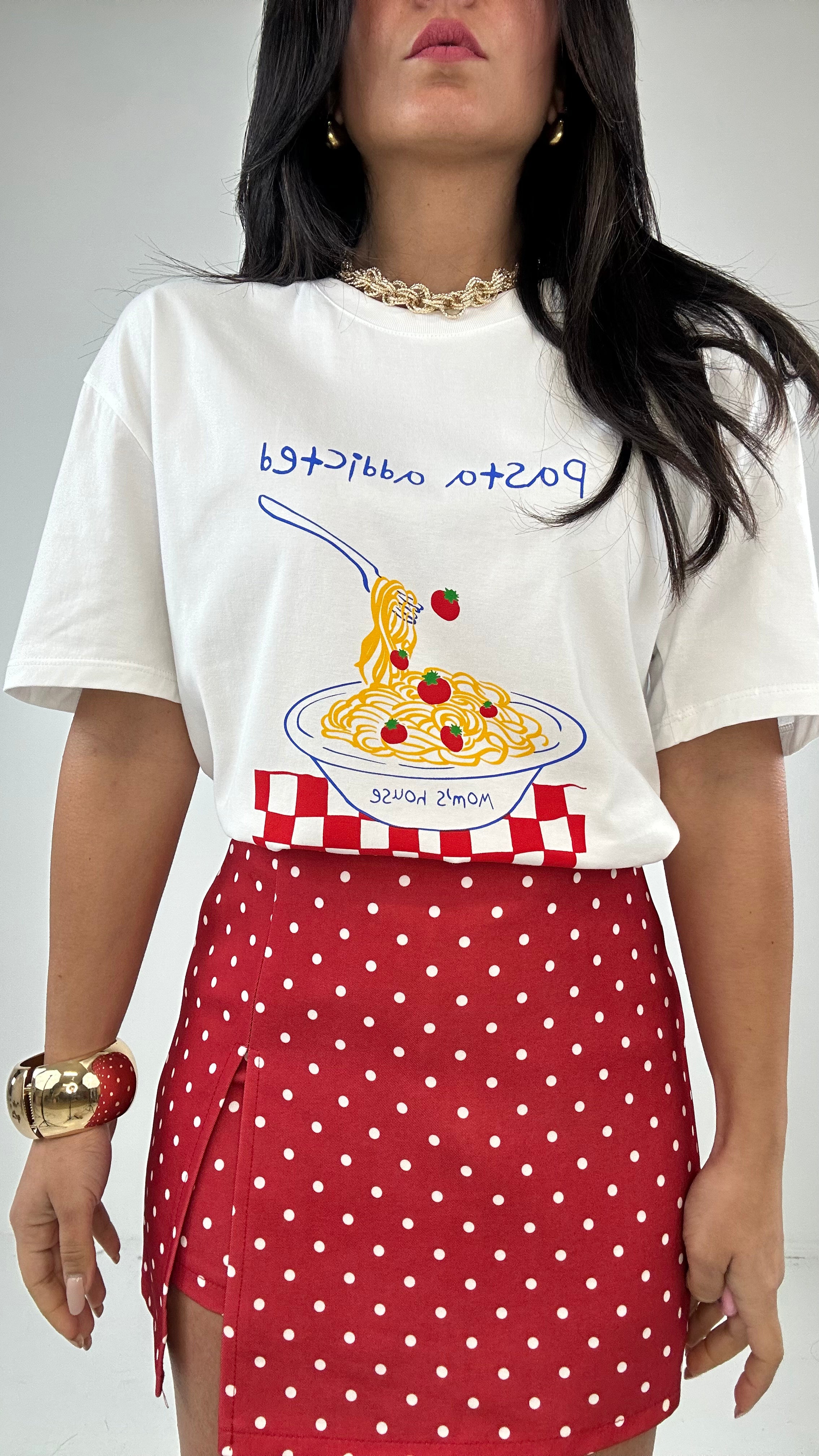 T-shirt LUMINA PASTA ADDICTED - BIANCO