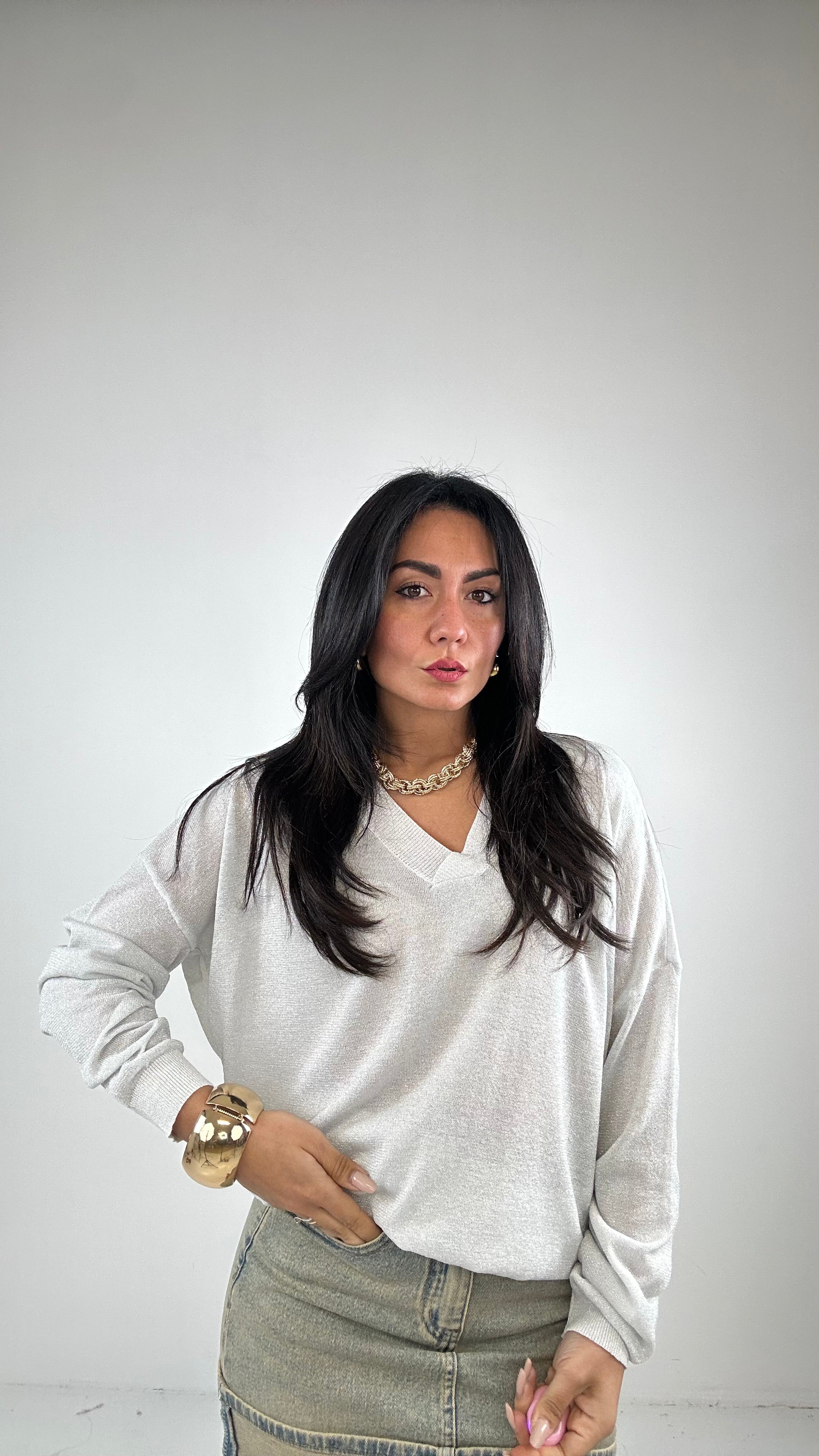 Pull LUREX IN FILO - GRIGIO