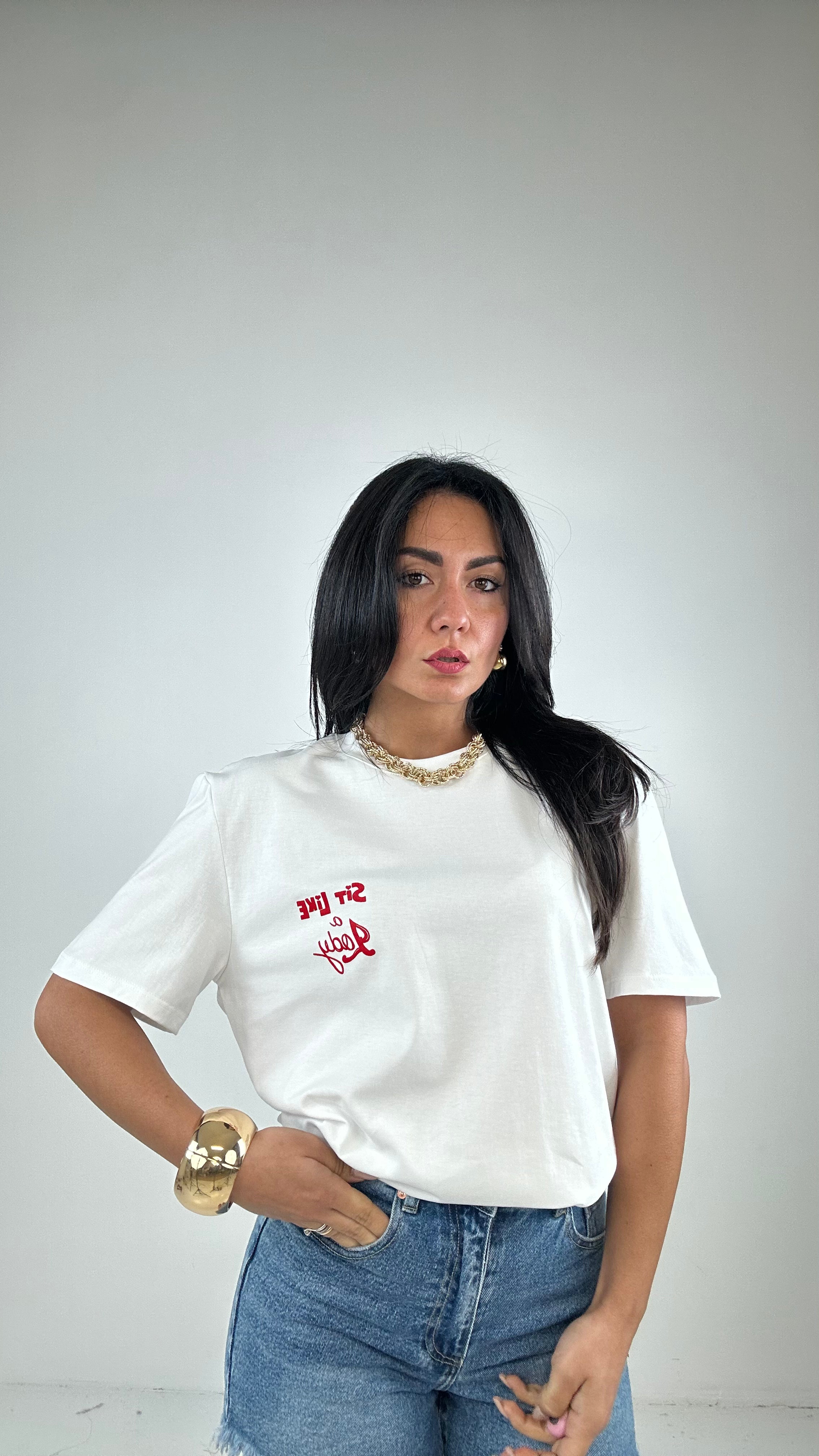T-shirt LUMINA SIT LIKE A LADY - BIANCO
