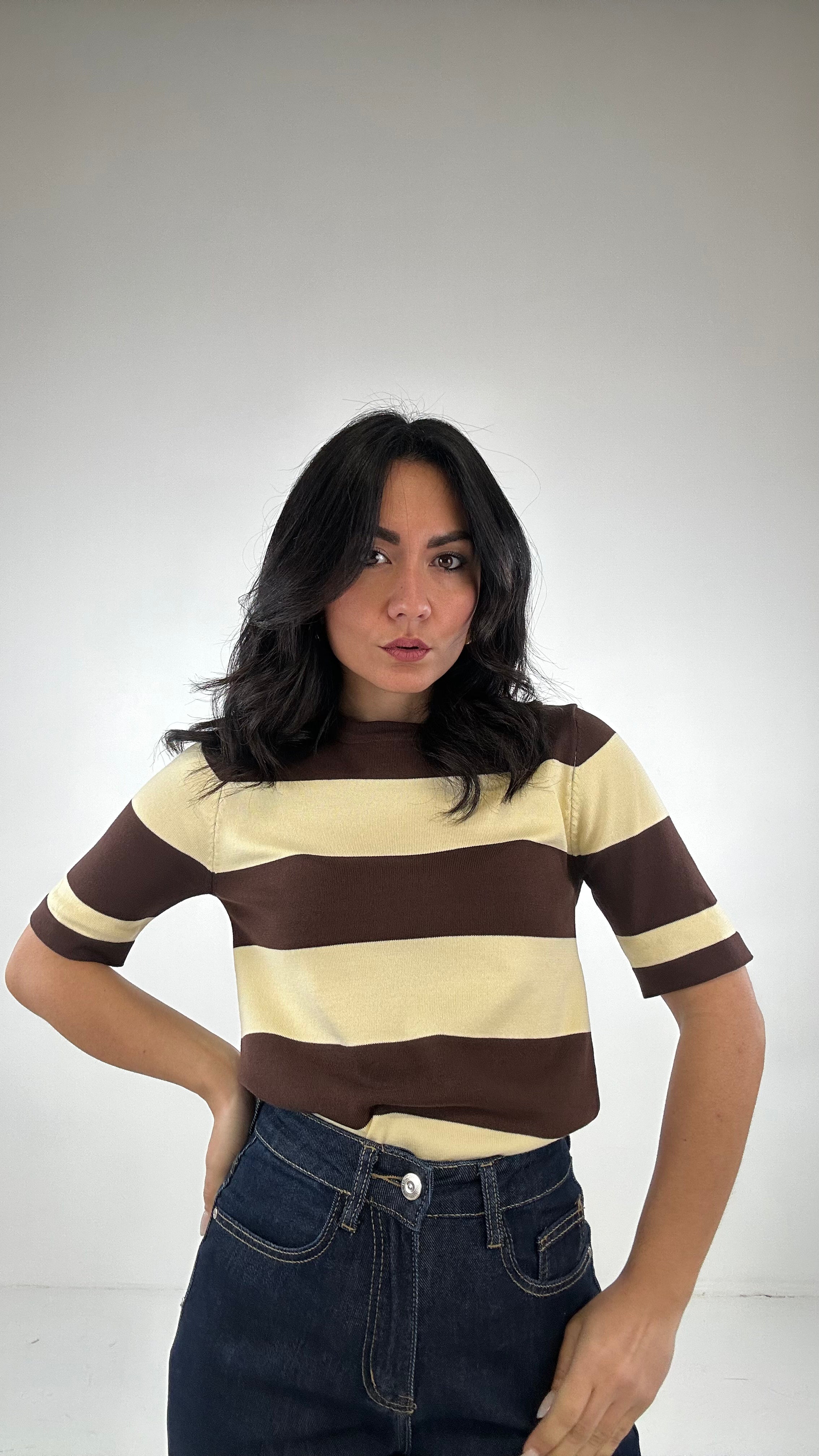 Maglia IN FILO A RIGHE - GIALLO