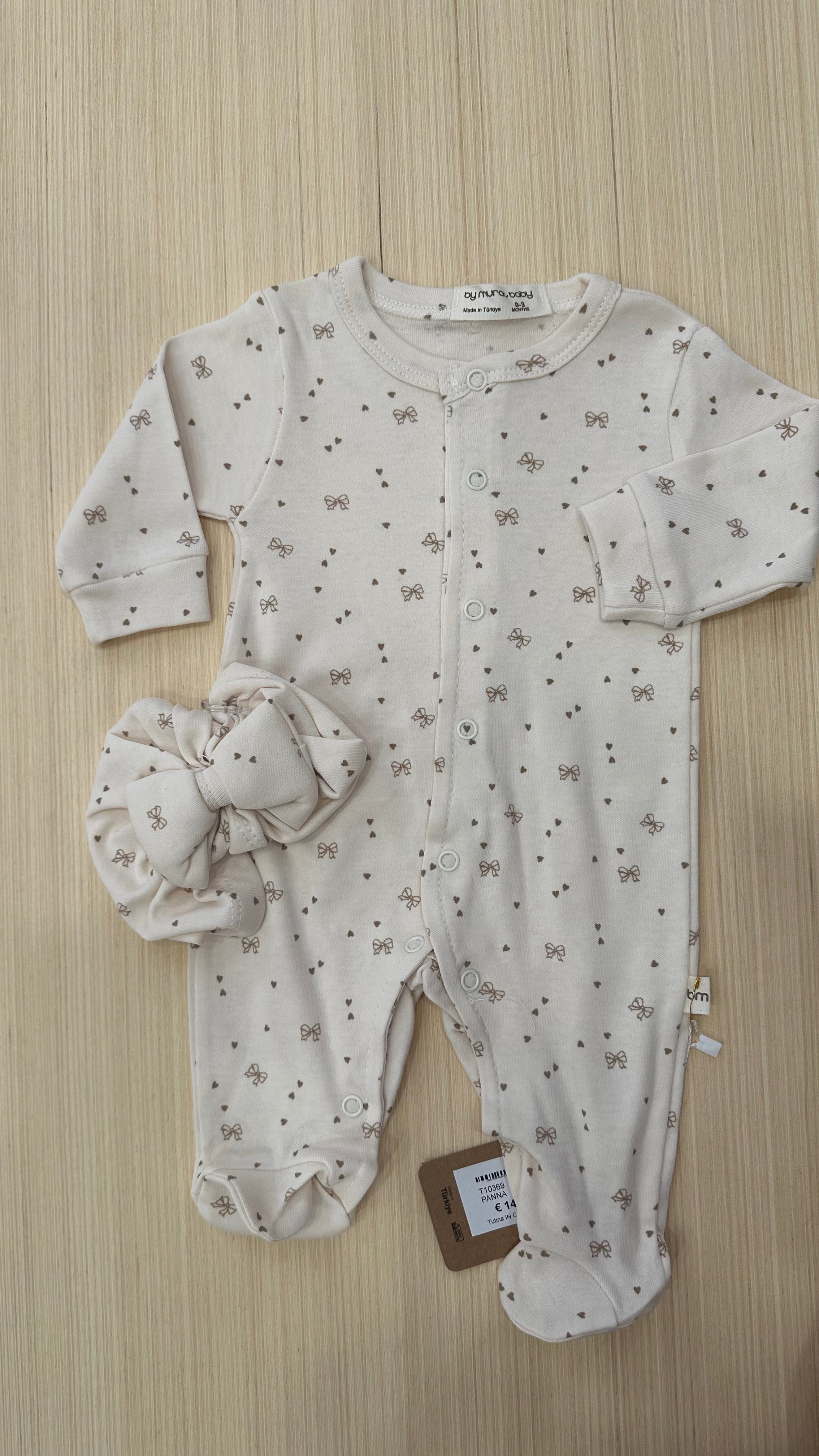 Tutina IN COTONE CON TURBANTE 0-3 - PANNA
