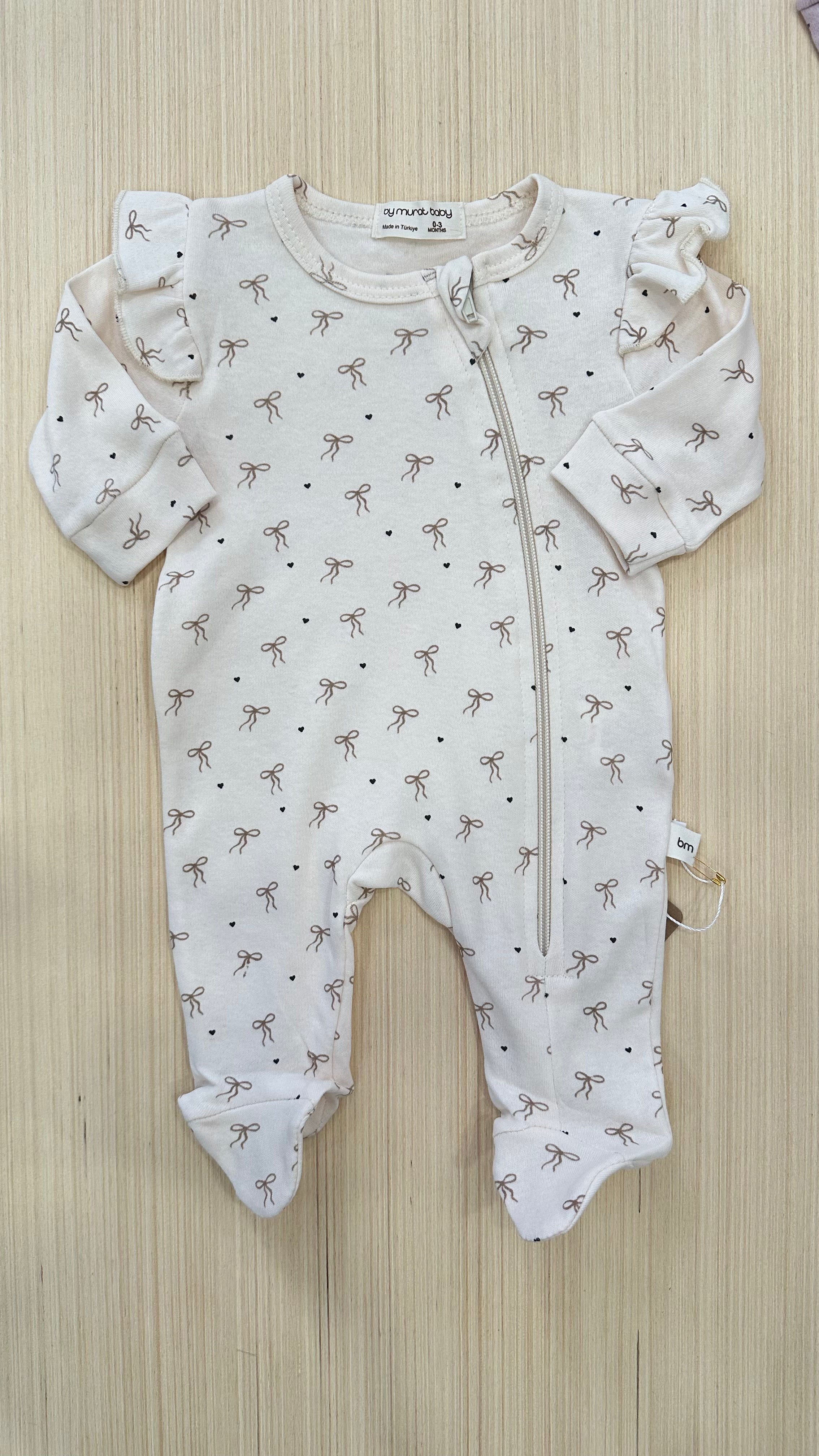 Tutina IN COTONE CON CERNIERA 0-3M - BEIGE