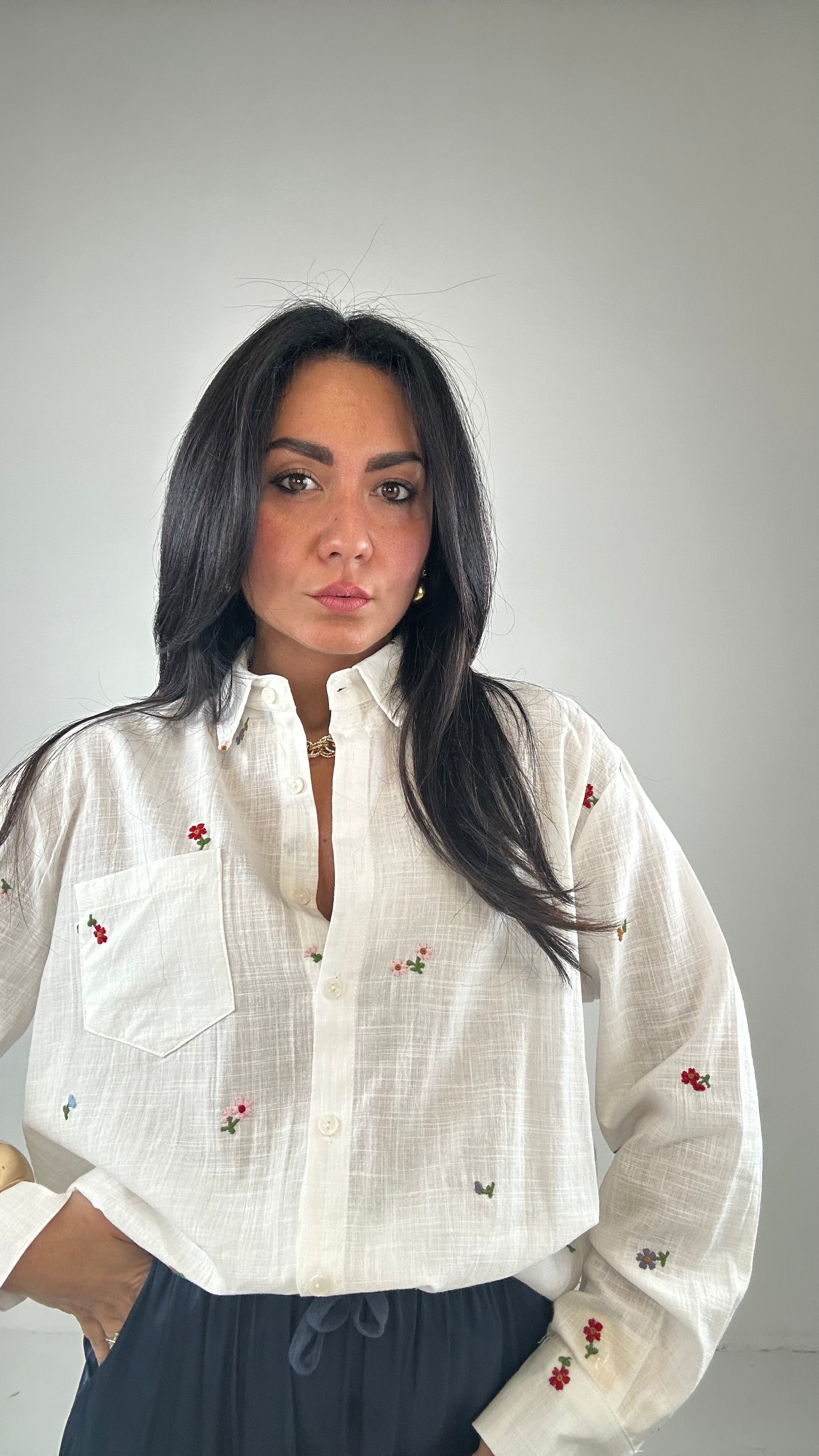 Camicia FIORELLINI COLOR - BIANCO