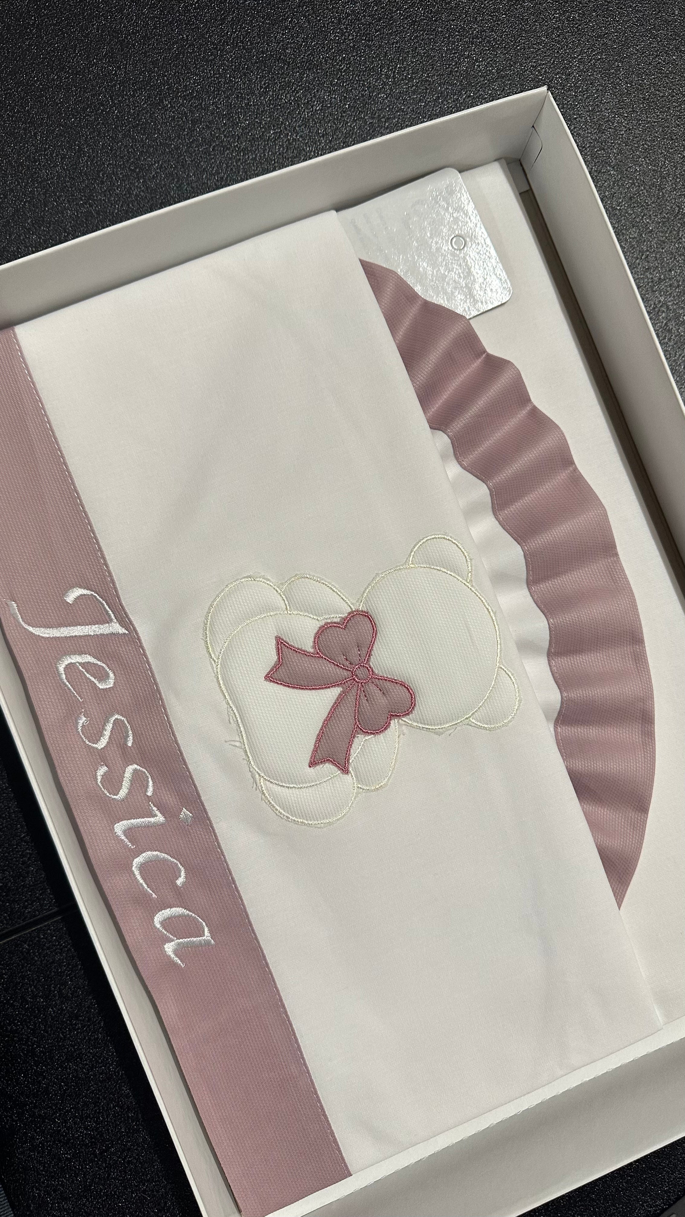 Lenzuola CARROZZINA ORSO FIOCCO 90X120 - ROSA