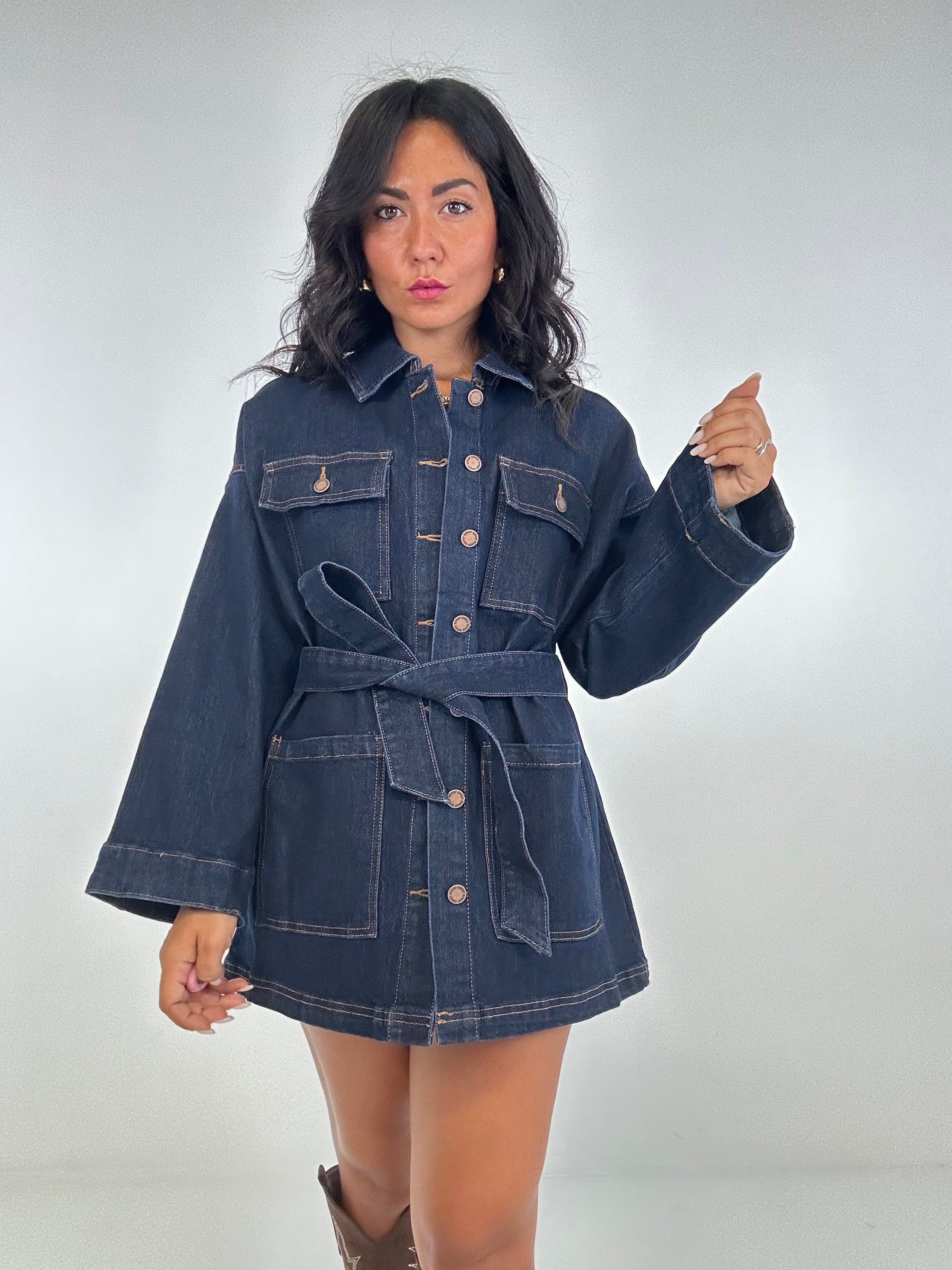 Giubbino CON CINTURA LAV0 - JEANS