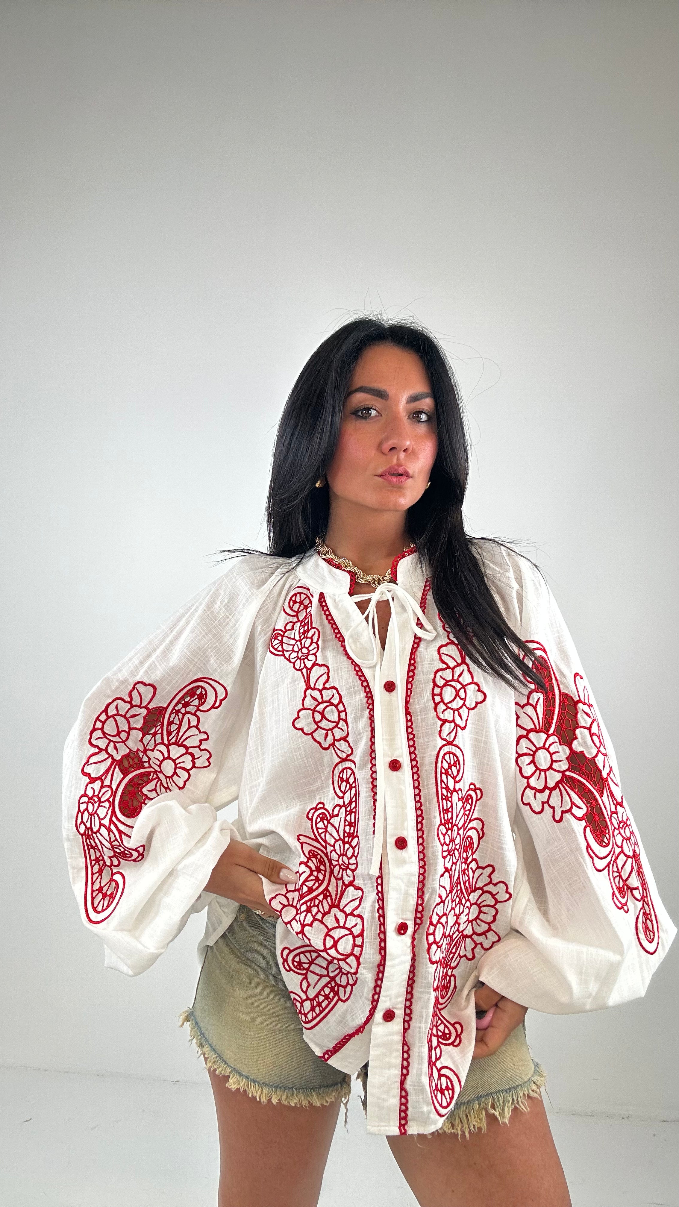 Camicia con ORIGAMI - ROSSO