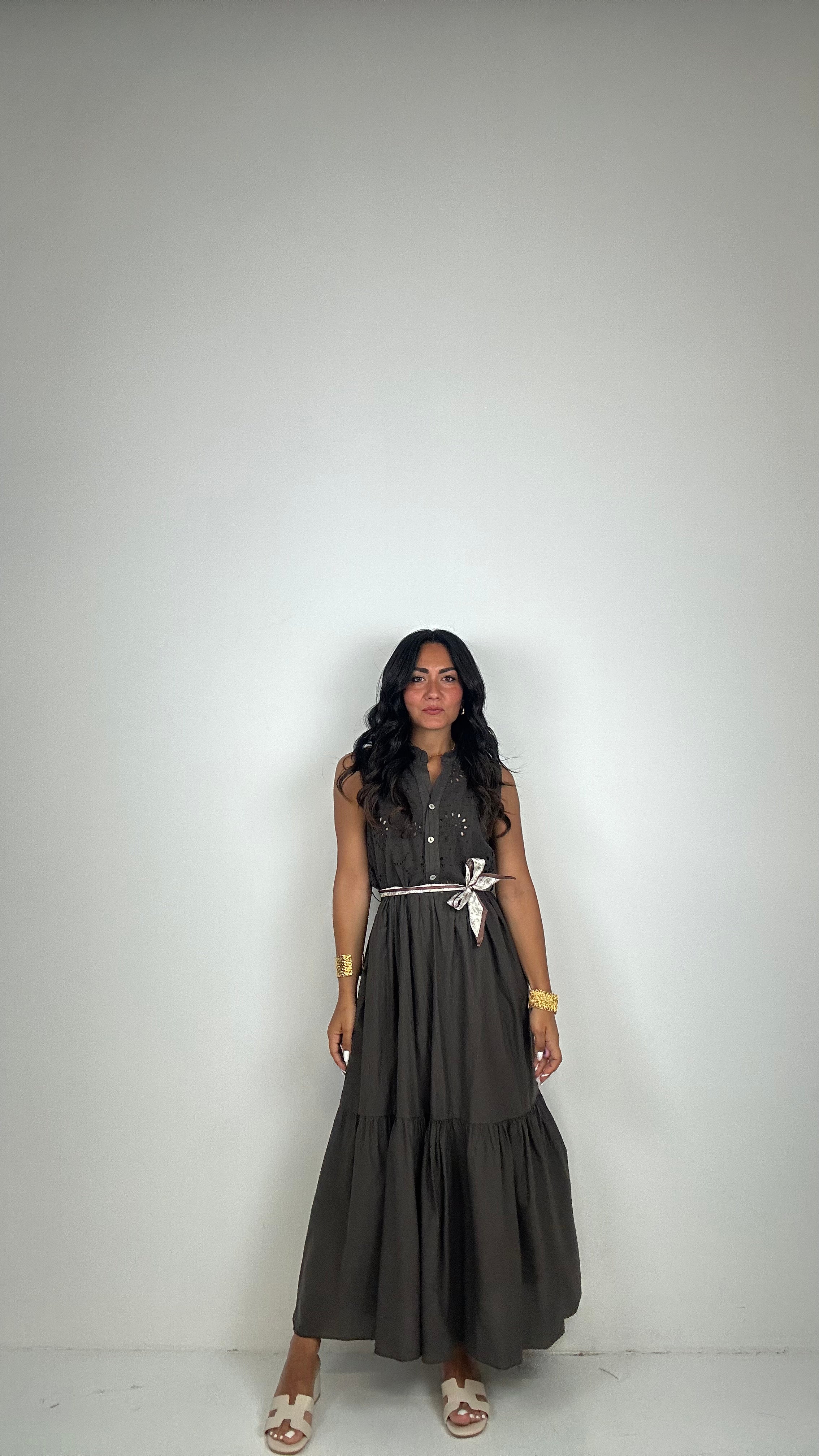 Vestito SANGALLO E FOULARD - MARRONE