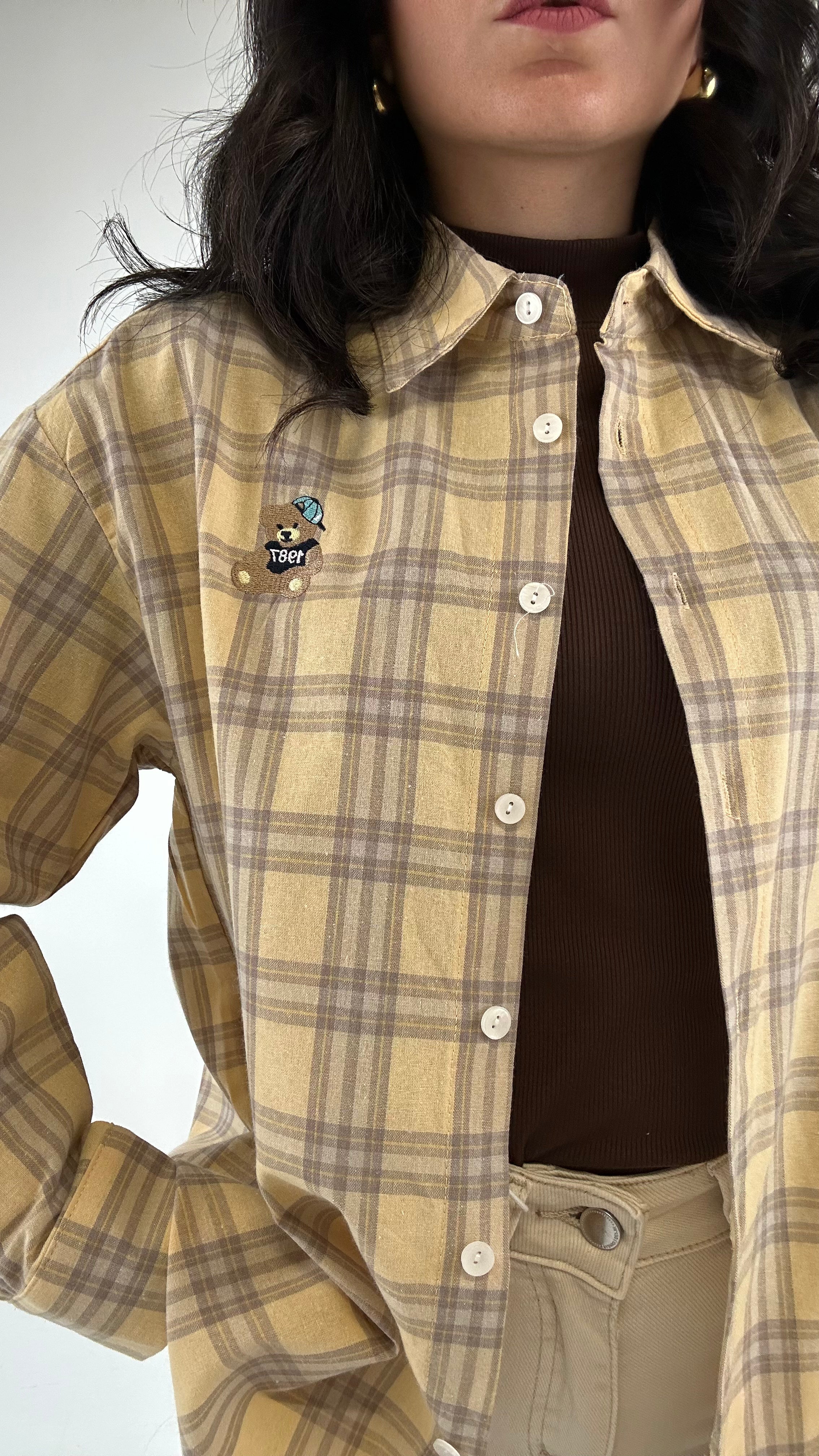 Camicia QUADRI ORSETTO - GIALLO