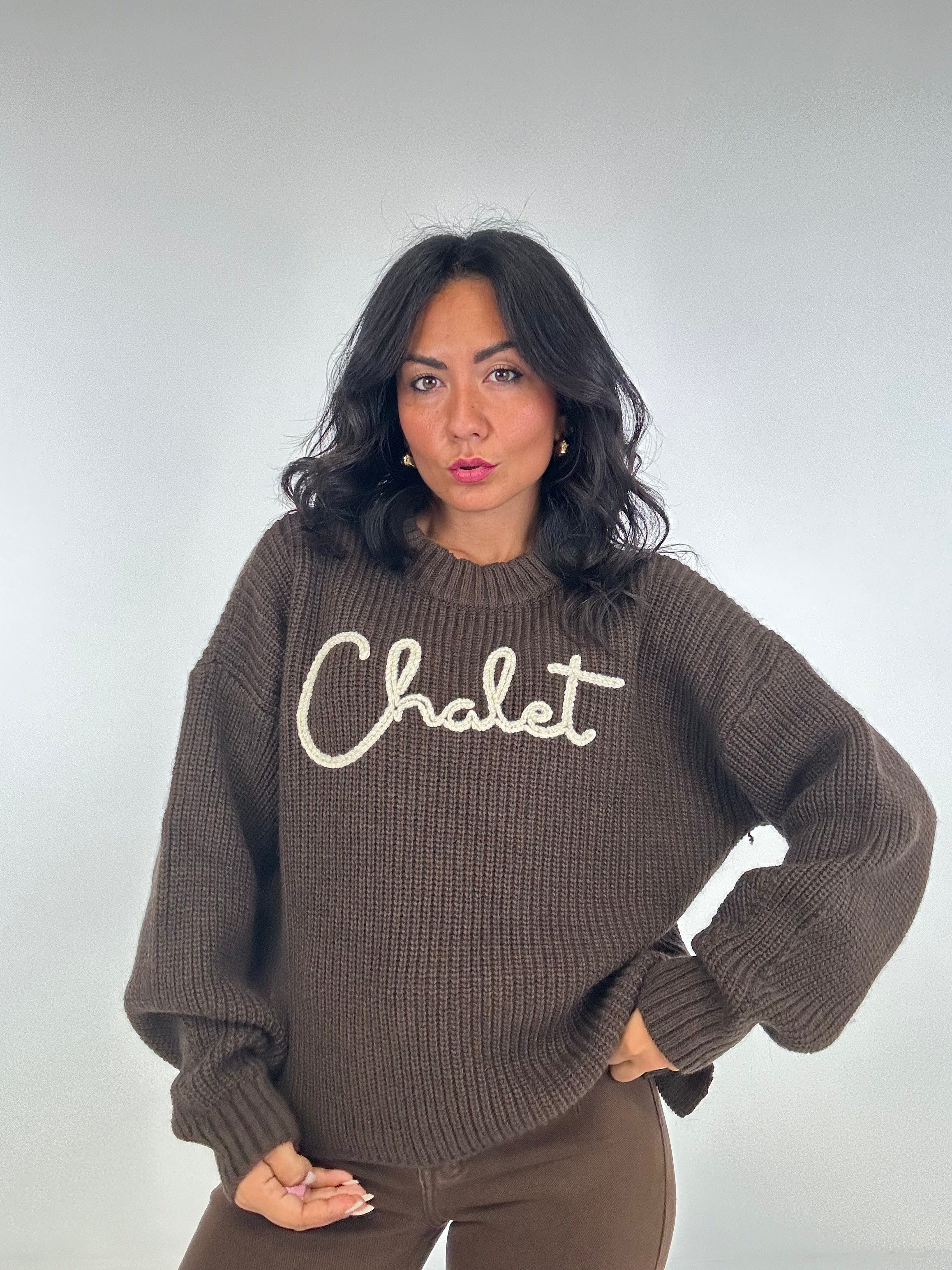 Pull LUMINA SCRITTE WINTER - MARRONE