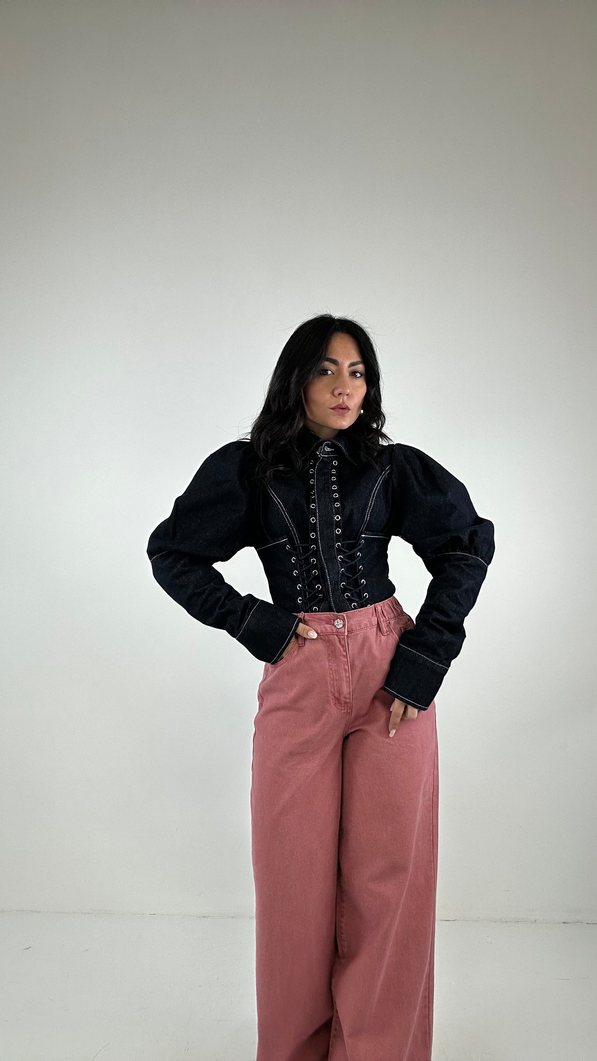 Jeans PALAZZO TASCA CUORE - ROSA