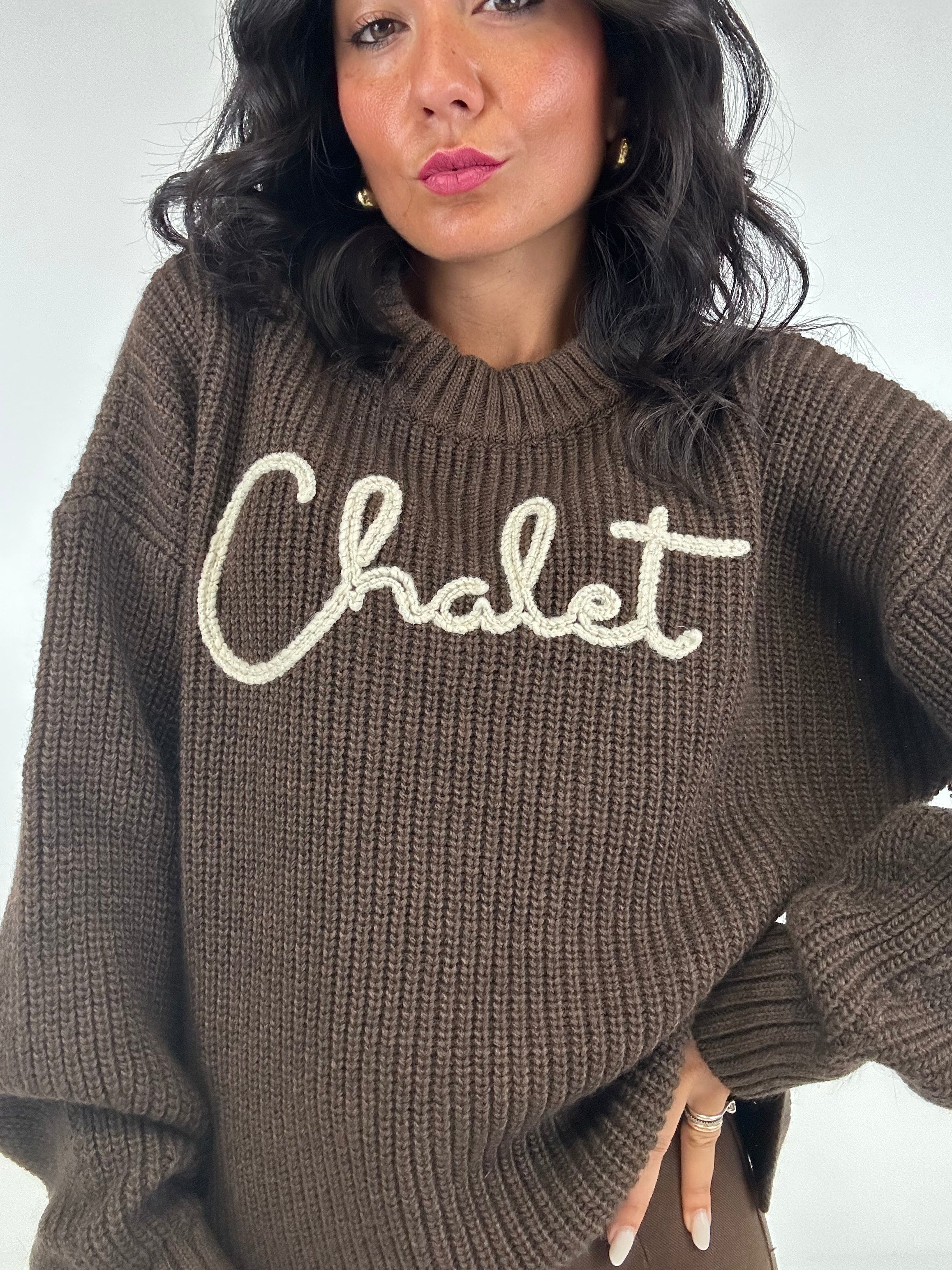Pull LUMINA SCRITTE WINTER - MARRONE