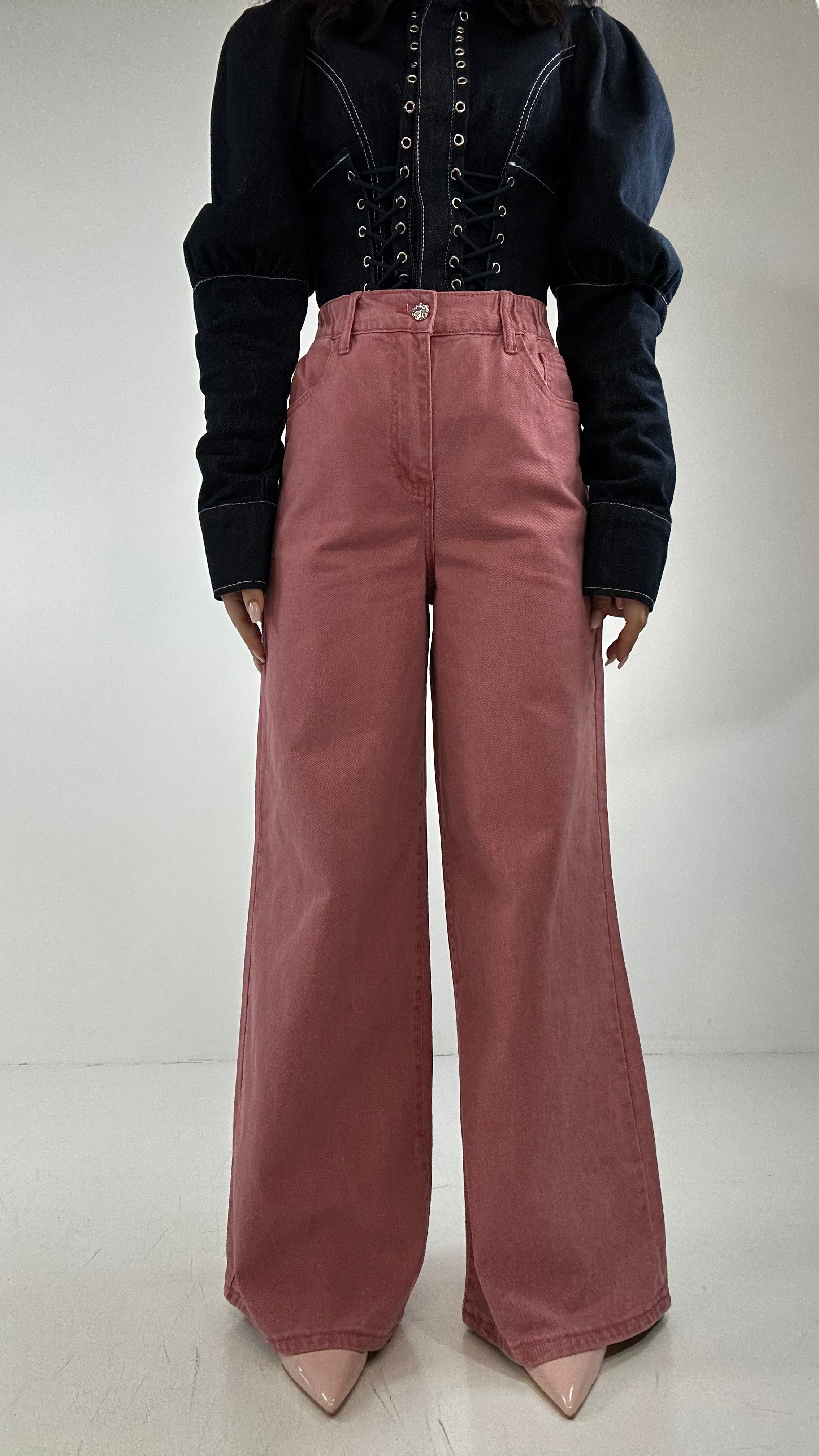 Jeans PALAZZO TASCA CUORE - ROSA