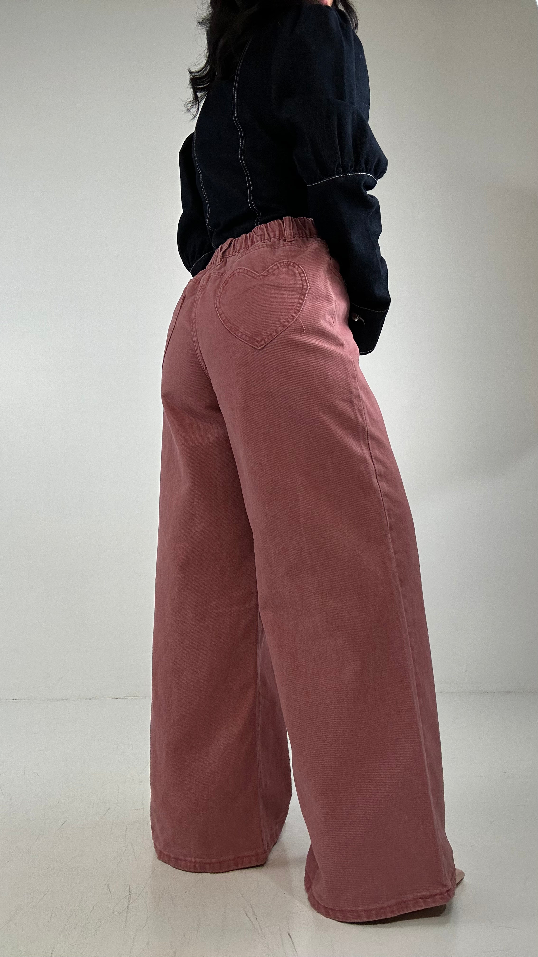 Jeans PALAZZO TASCA CUORE - ROSA