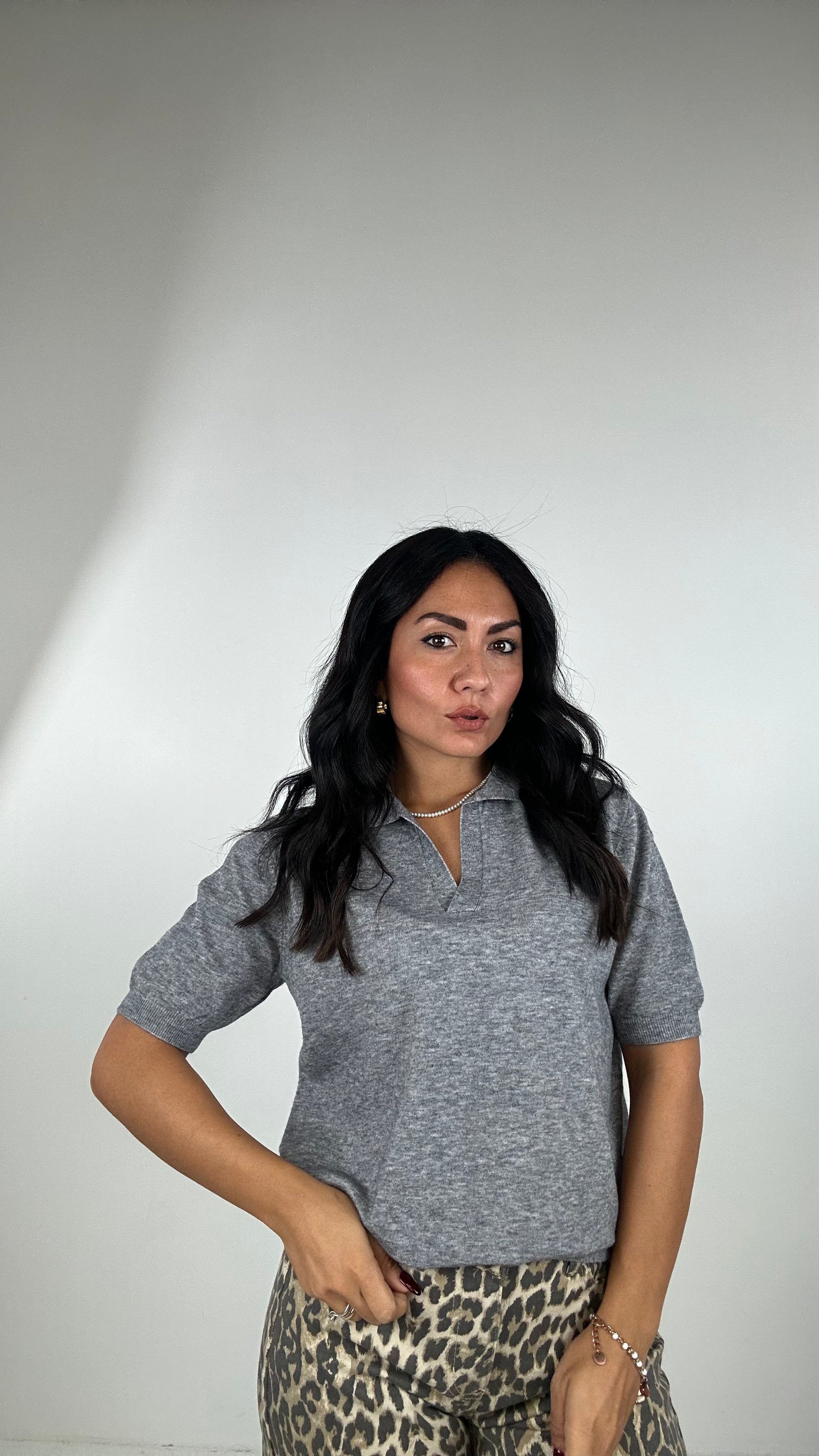 Polo MEZZA BASIC - GRIGIO