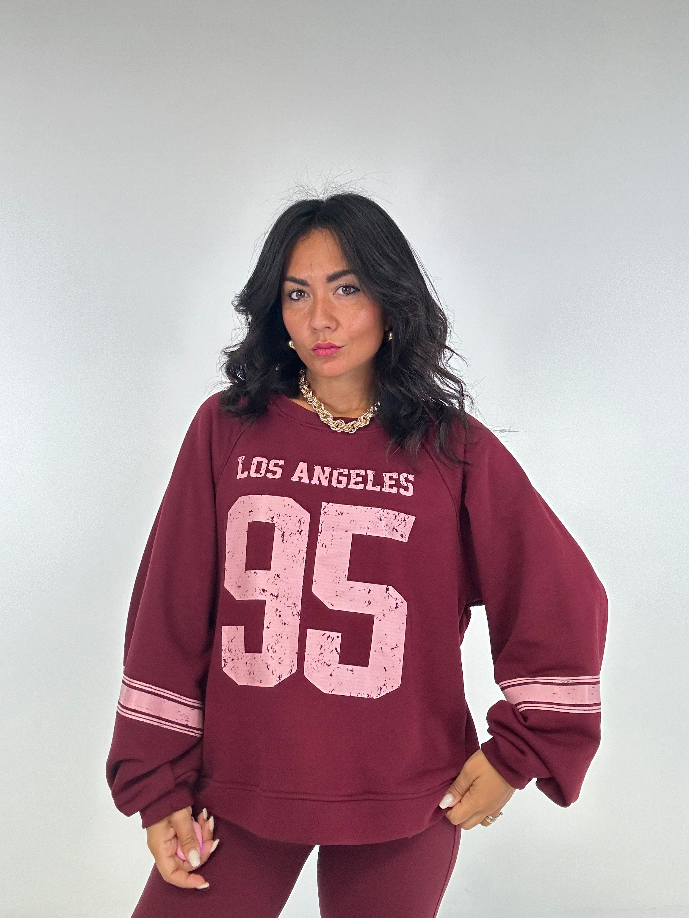 Felpa LOS ANGELES 95 - BORDEAUX