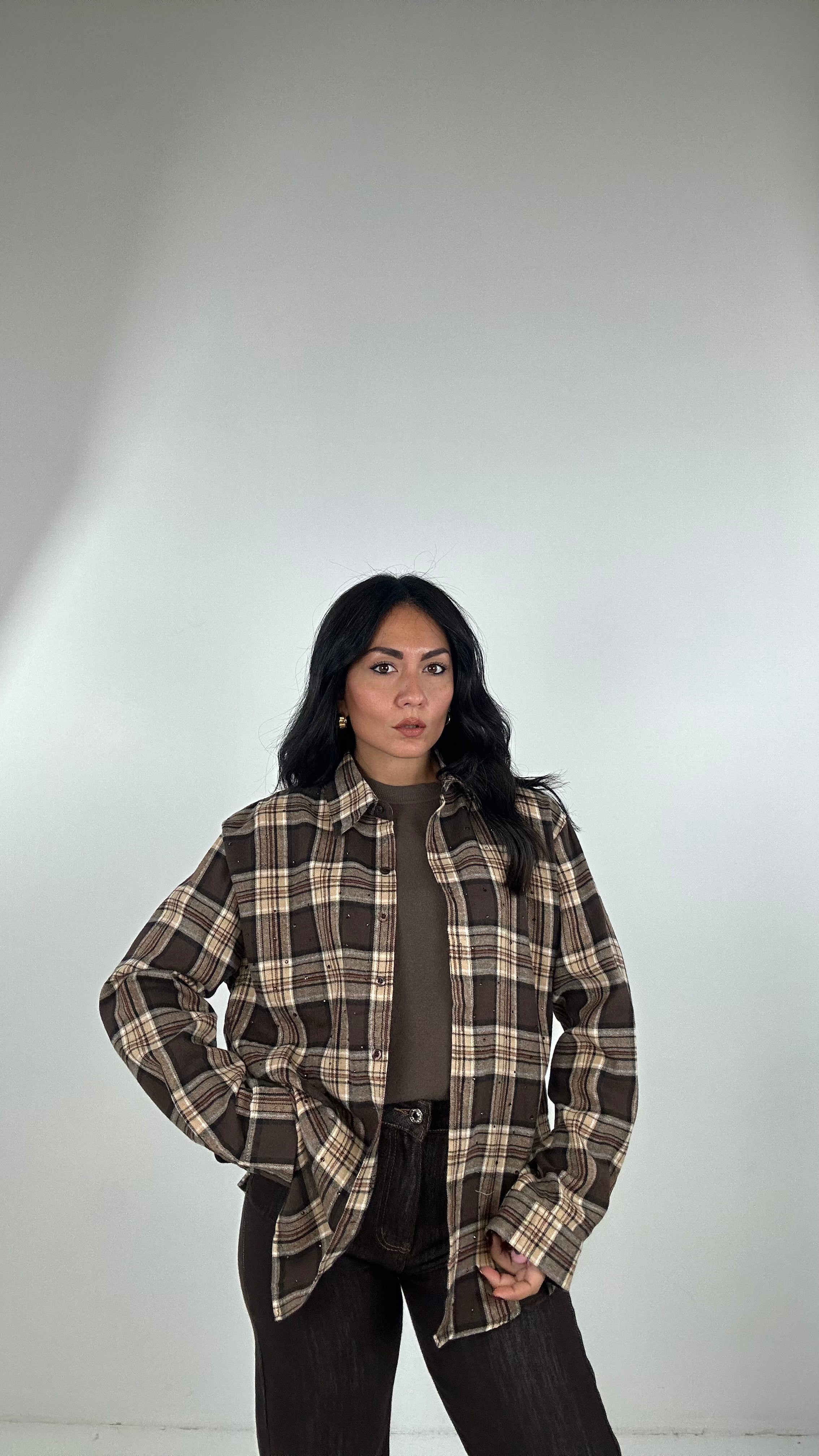 Camicia QUADRI E LUX - MARRONE