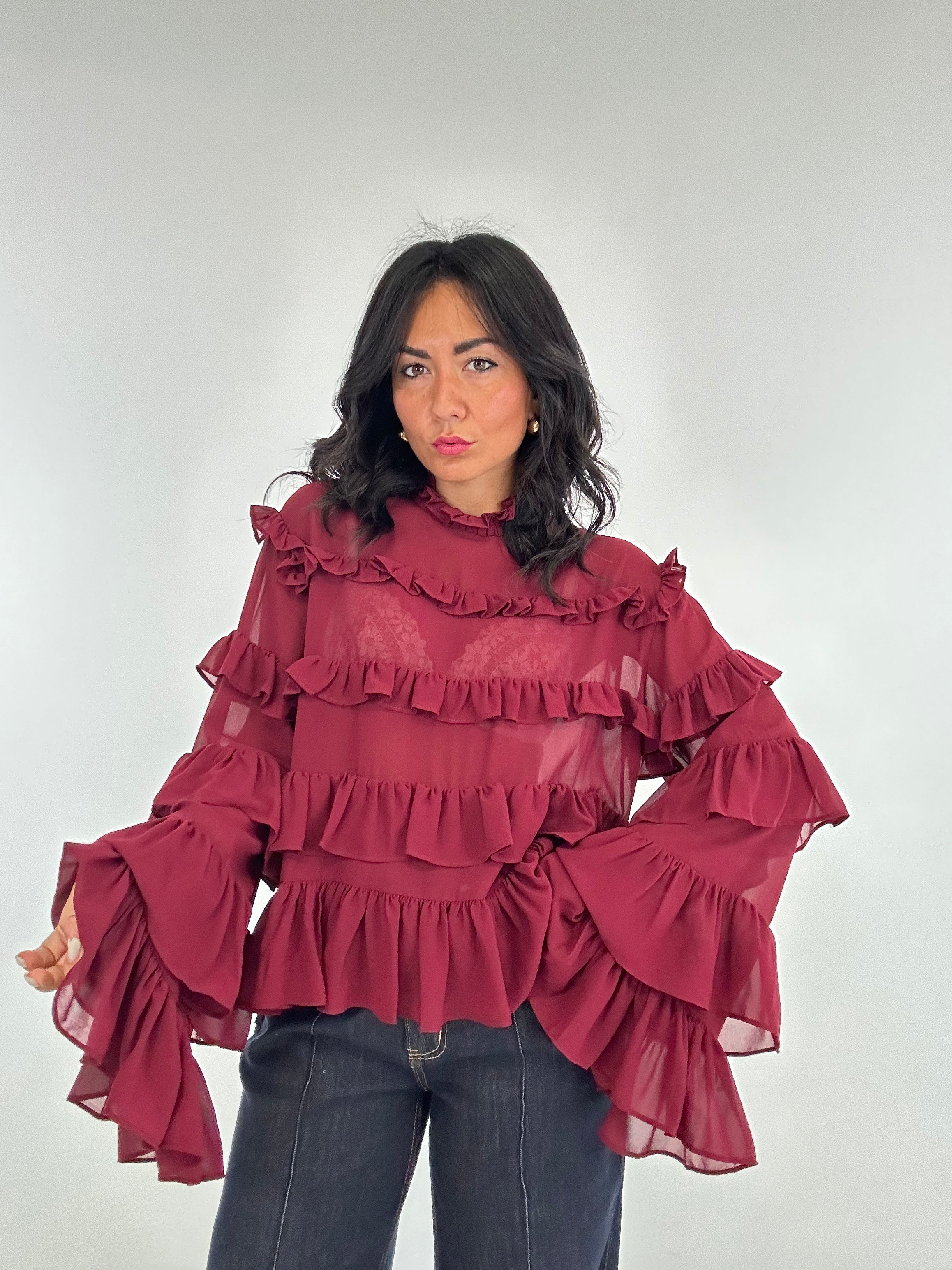 Blusa BALZE VOLANT - BORDEAUX