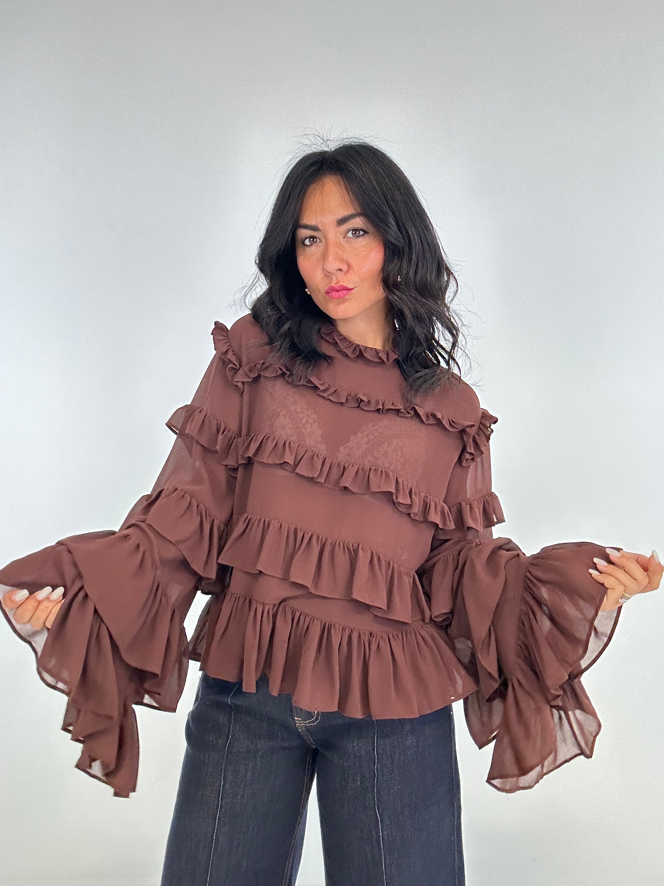 Blusa BALZE VOLANT - MARRONE