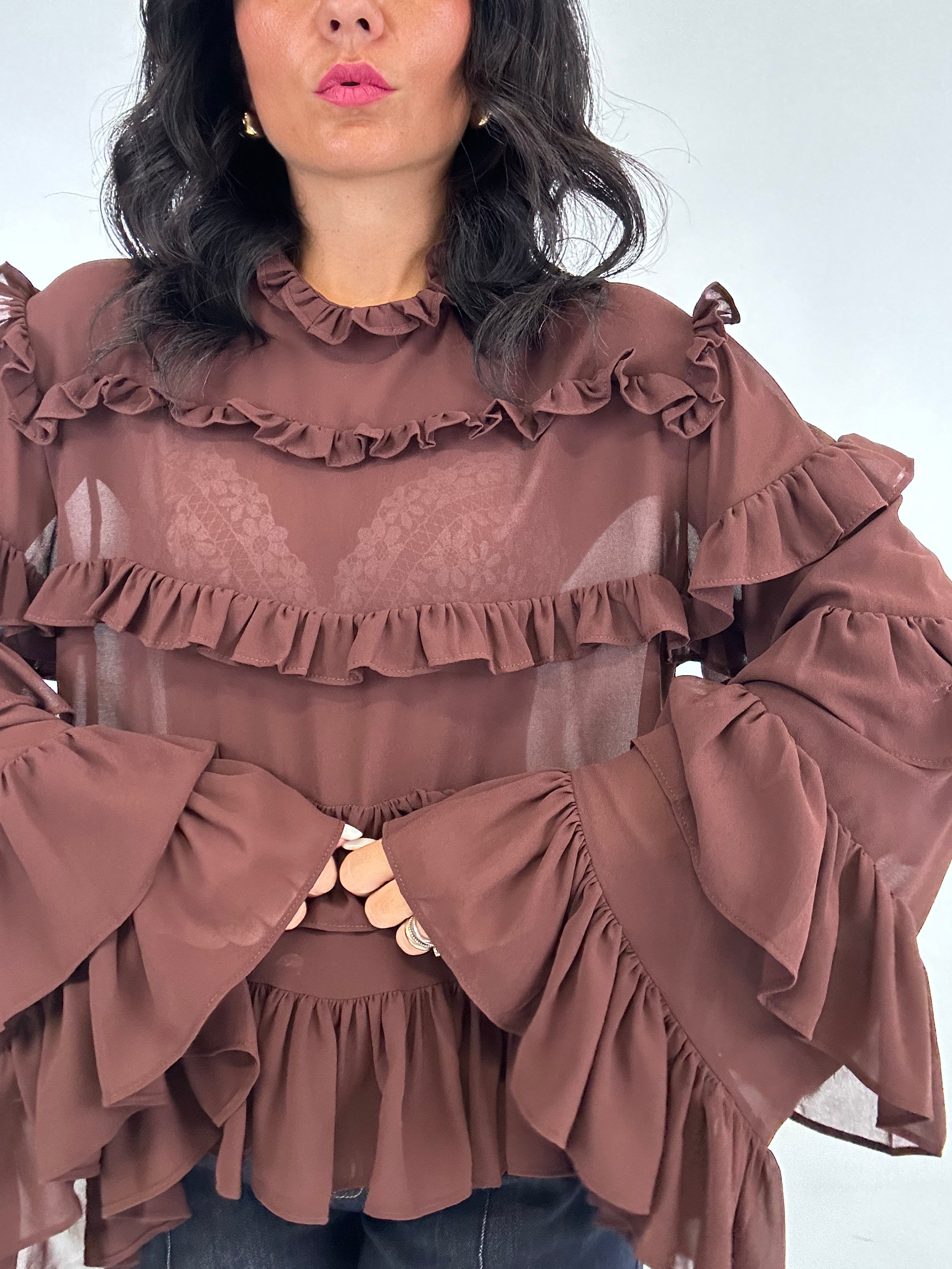 Blusa BALZE VOLANT - MARRONE
